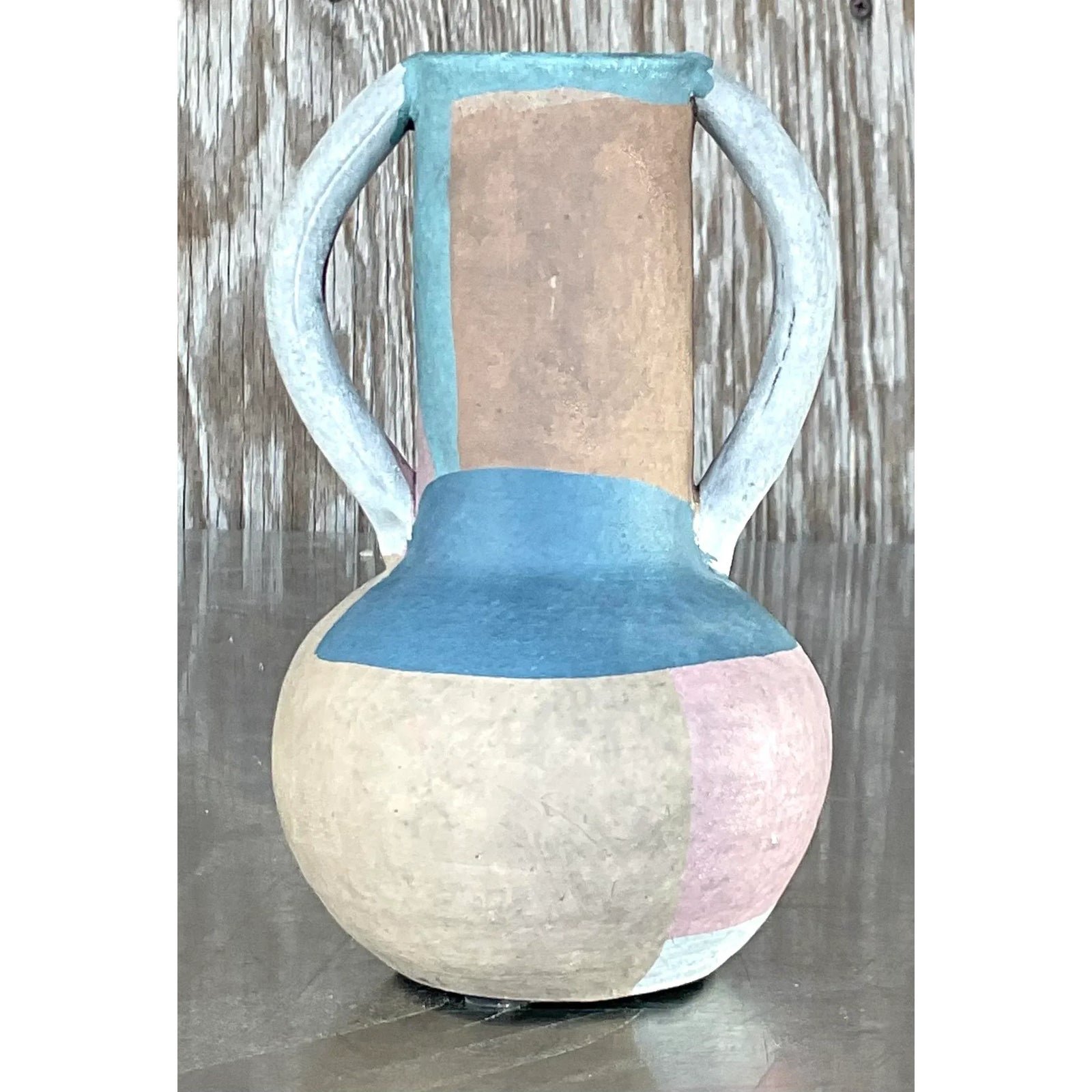 Vintage Boho Studio Pottery Vase - Top view