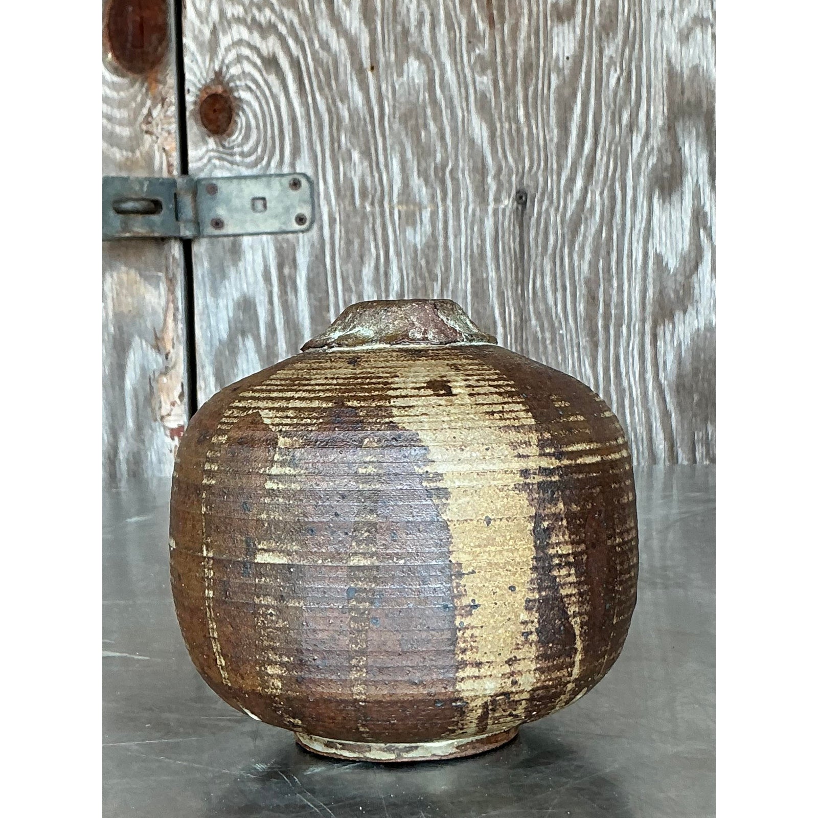 Vintage Boho Studio Pottery Vase - Back view