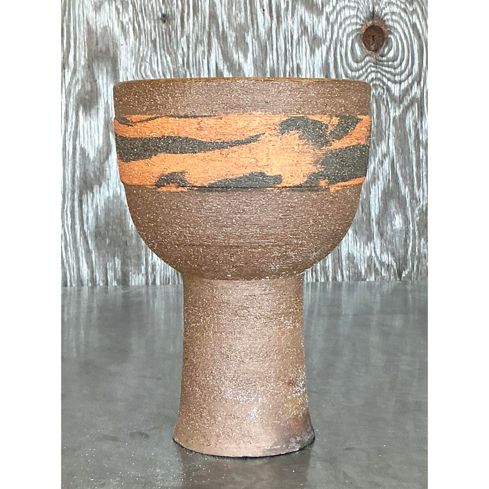 Vintage Boho Studio Pottery Vase - Top view
