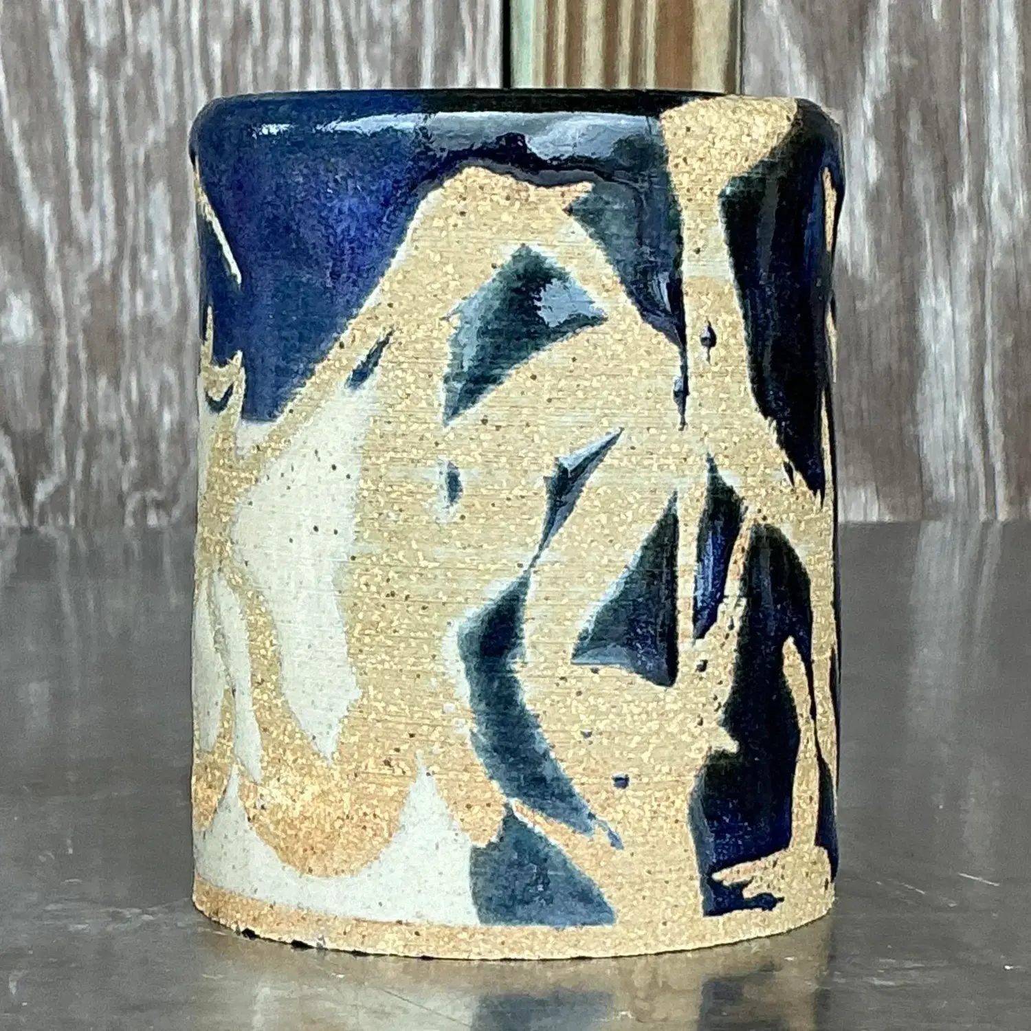 Vintage Boho Studio Pottery Vase - Back view