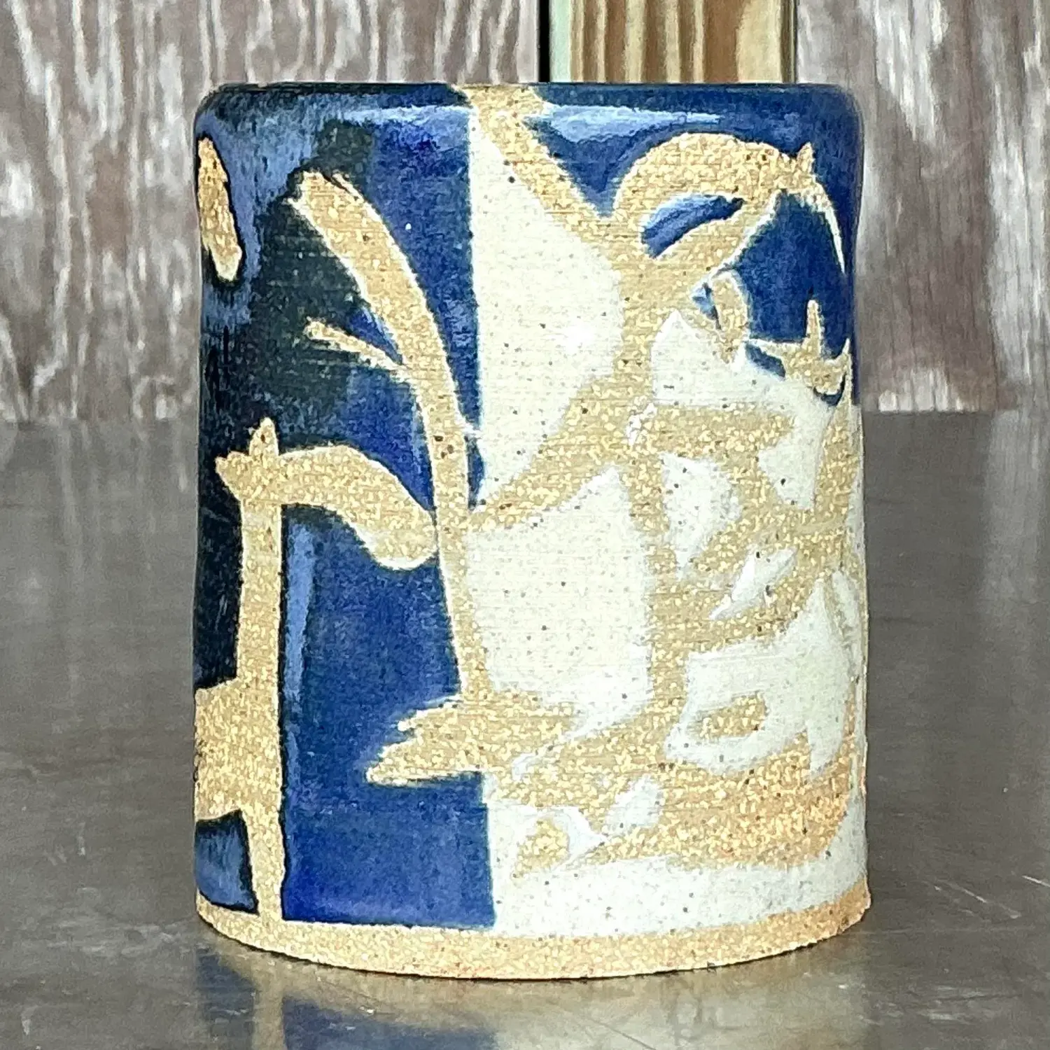 Vintage Boho Studio Pottery Vase - Top view