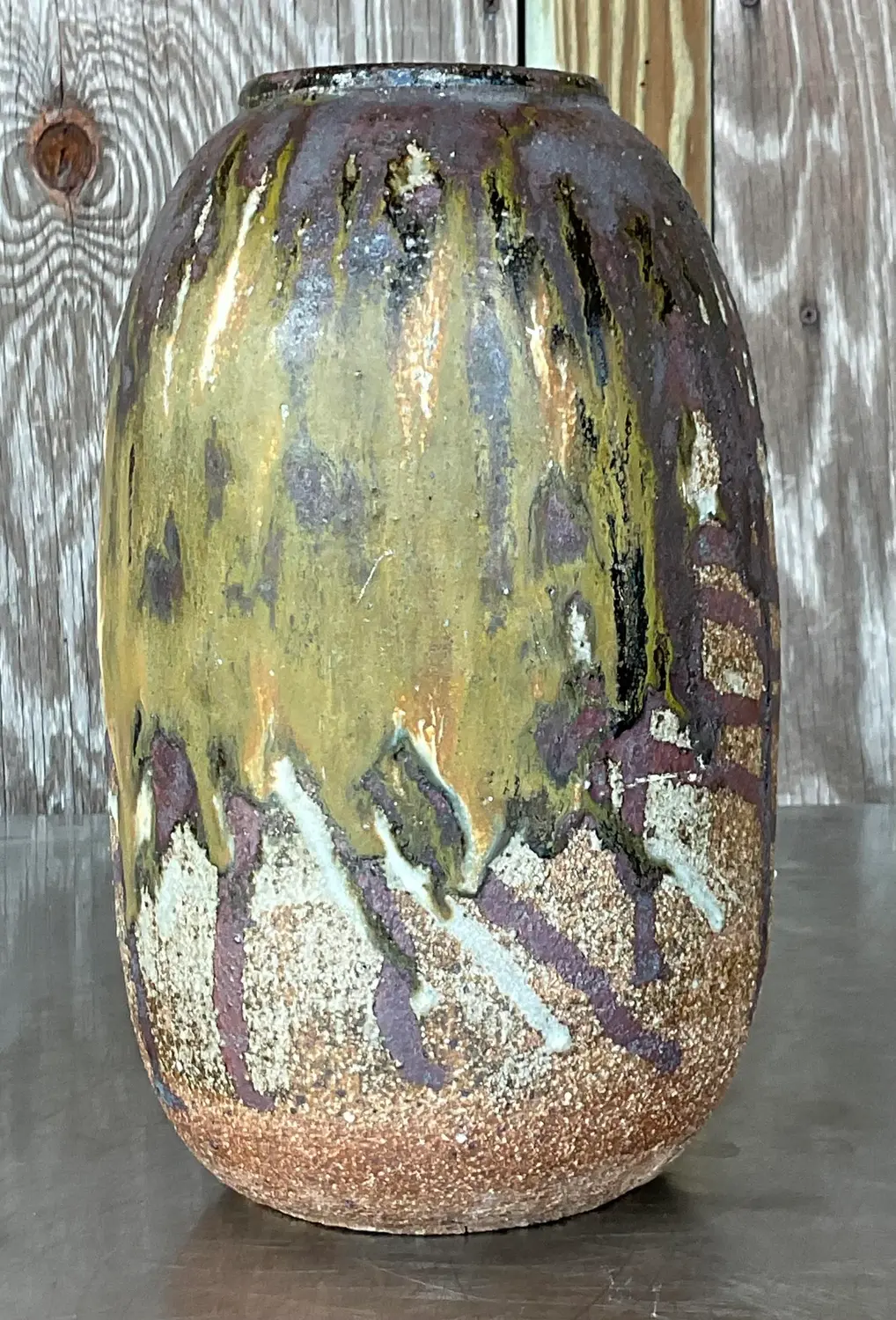 Vintage Boho Studio Pottery Vase - Side view