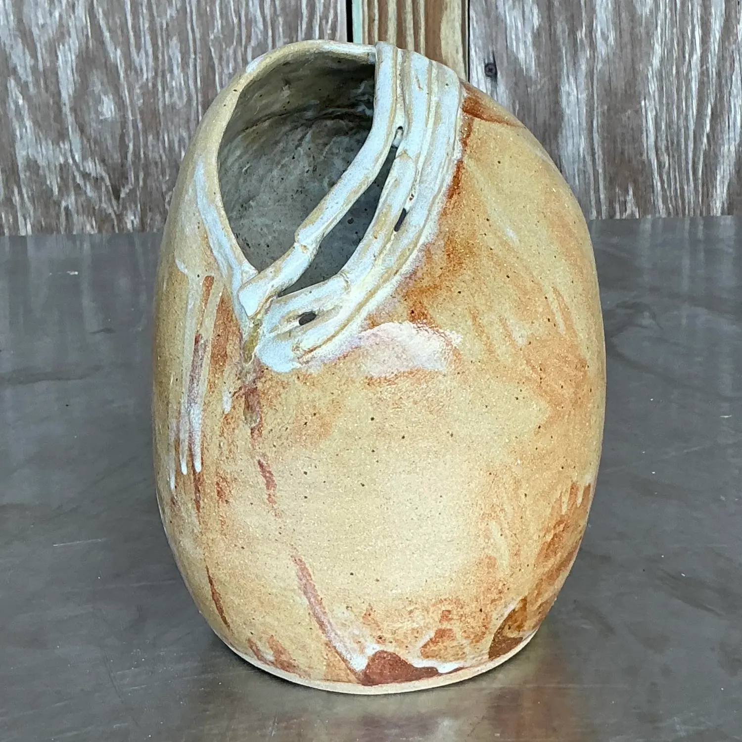 Vintage Boho Studio Pottery Vase - Side view