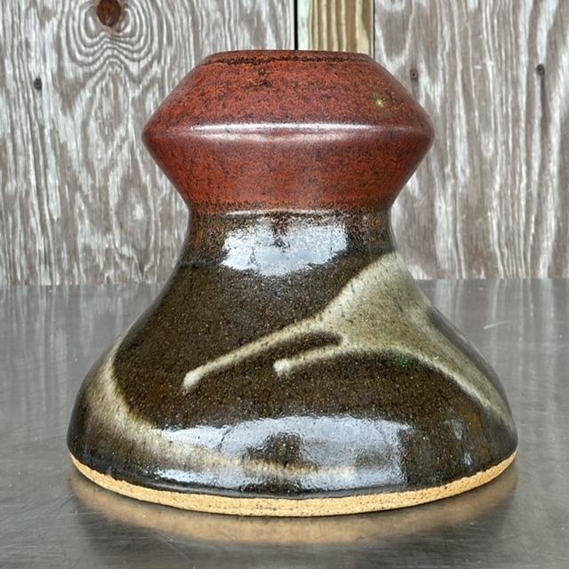 Vintage Boho Studio Pottery Vase - Top view