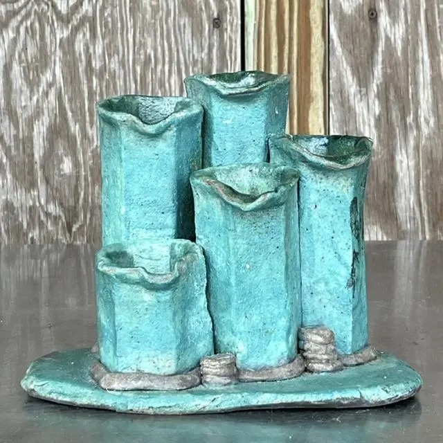 Vintage Boho Studio Pottery Vase - Detail view