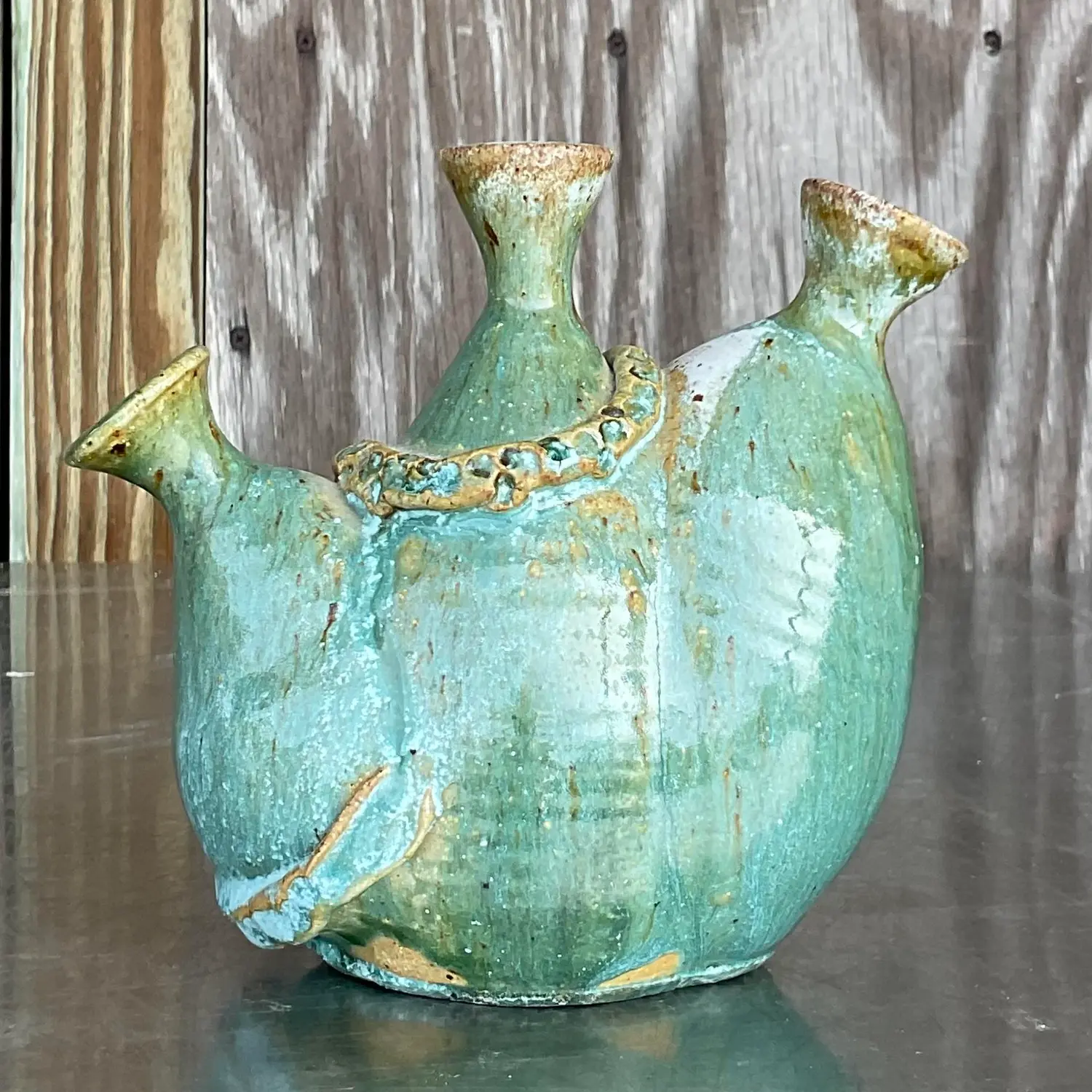 Vintage Boho Studio Pottery Vase - Side view