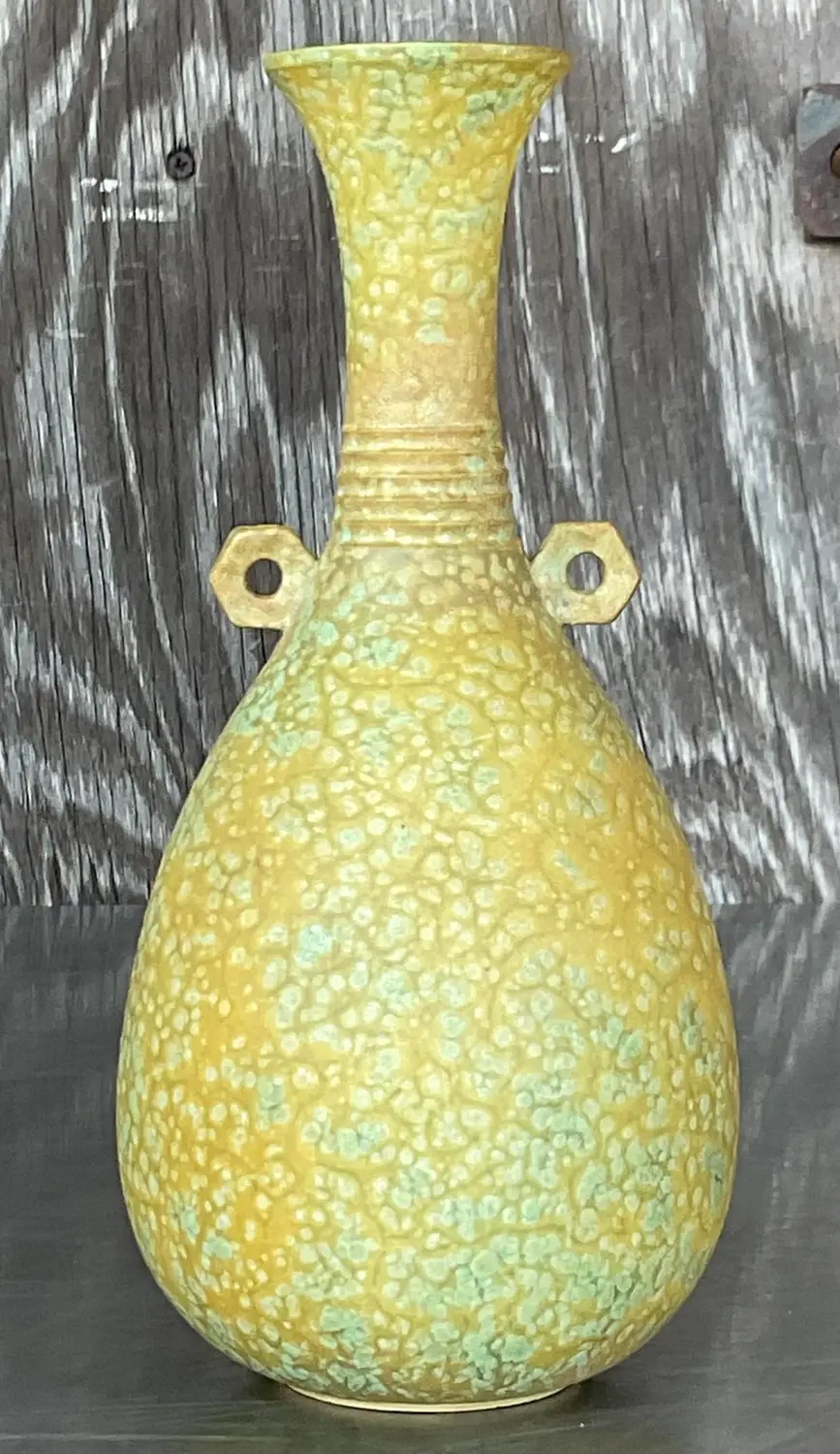 Vintage Boho Studio Pottery Vase - Top view