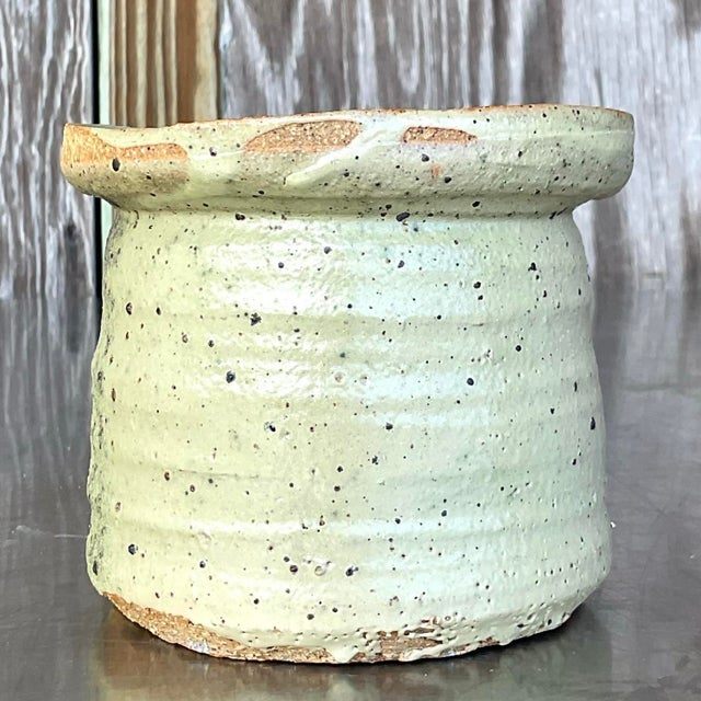 Vintage Boho Studio Pottery Vase - Back view