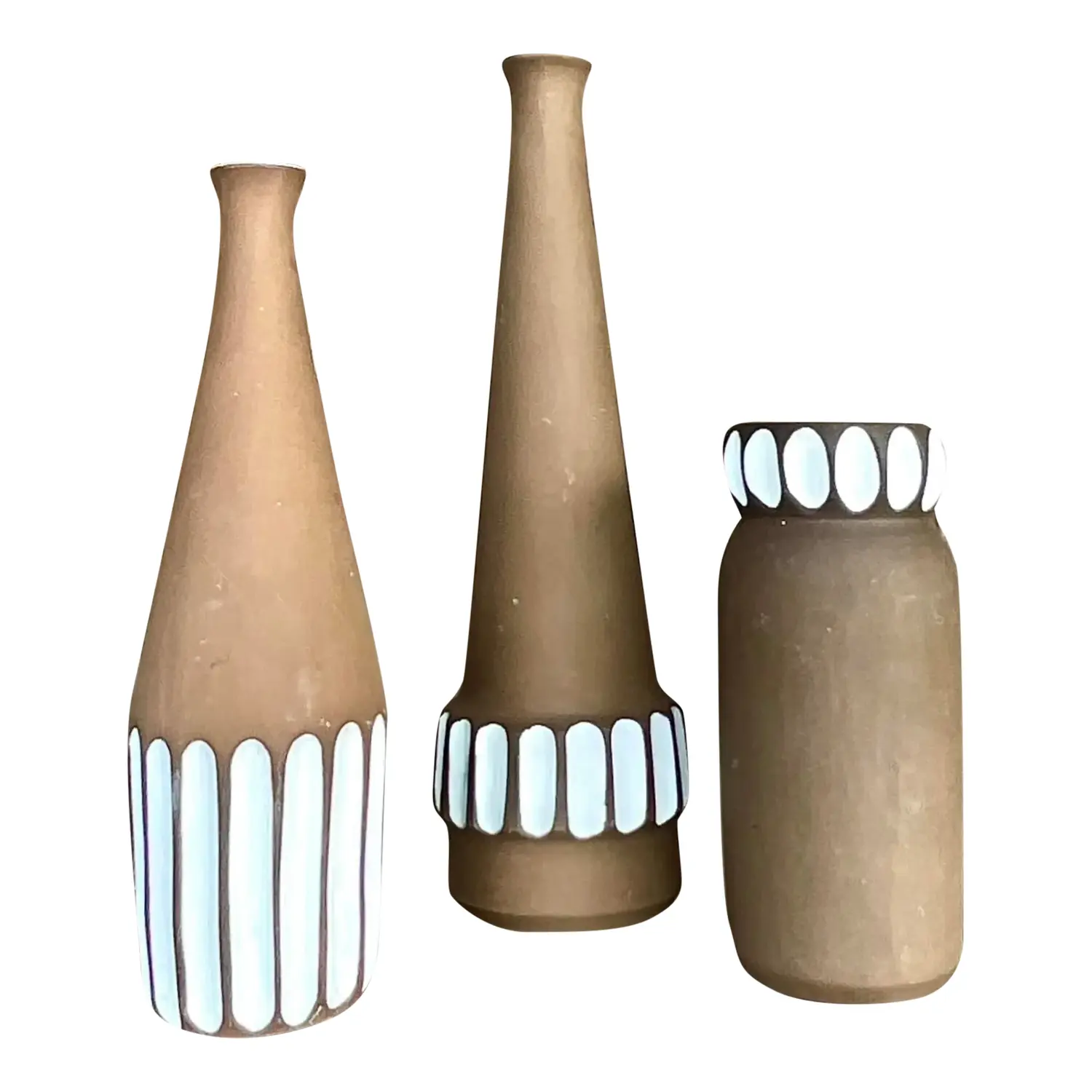 Vintage Boho Studio Pottery Vases - Set of 3