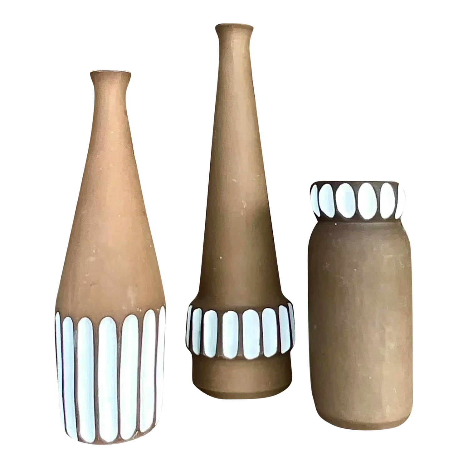 Vintage Boho Studio Pottery Vases - Set of 3 - Detail view