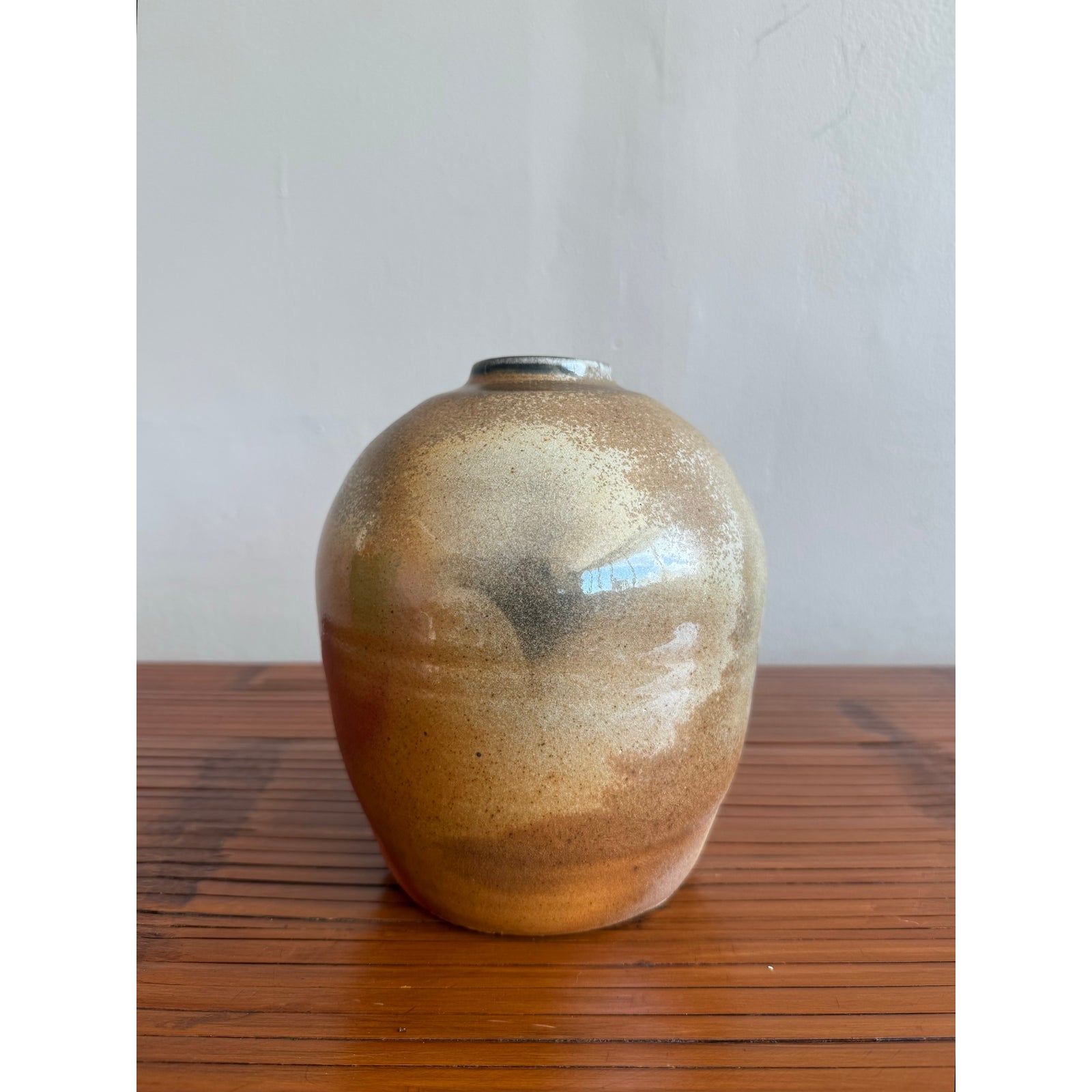 Vintage Boho Studio Pottery Weed Vase - Back view