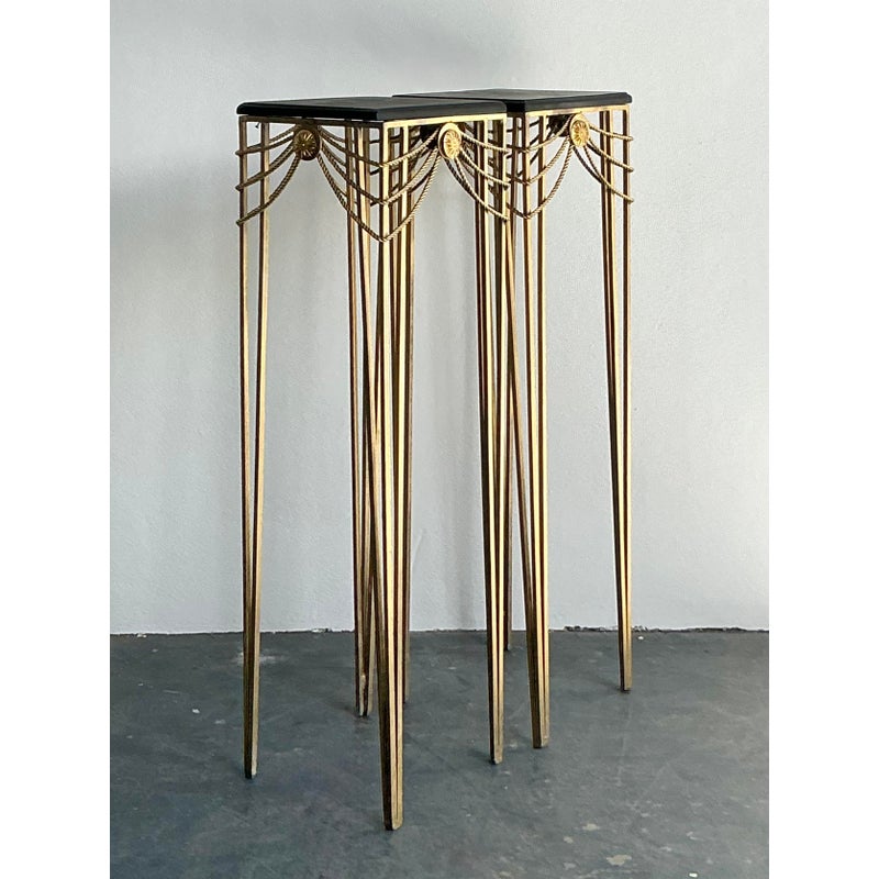 Vintage Boho Swag Medallion Pedestals - A Pair - Detail view