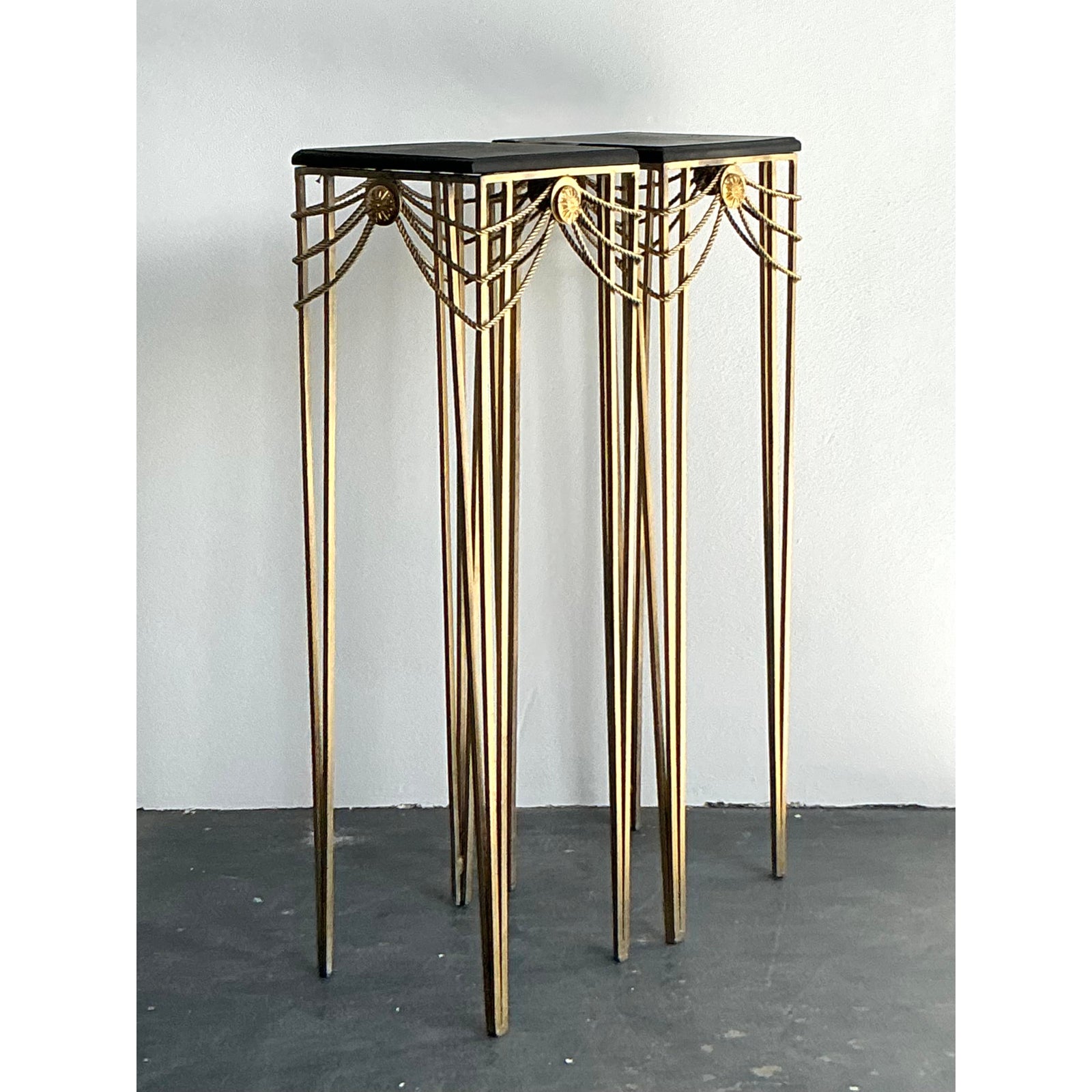 Vintage Boho Swag Medallion Pedestals - A Pair - Back view