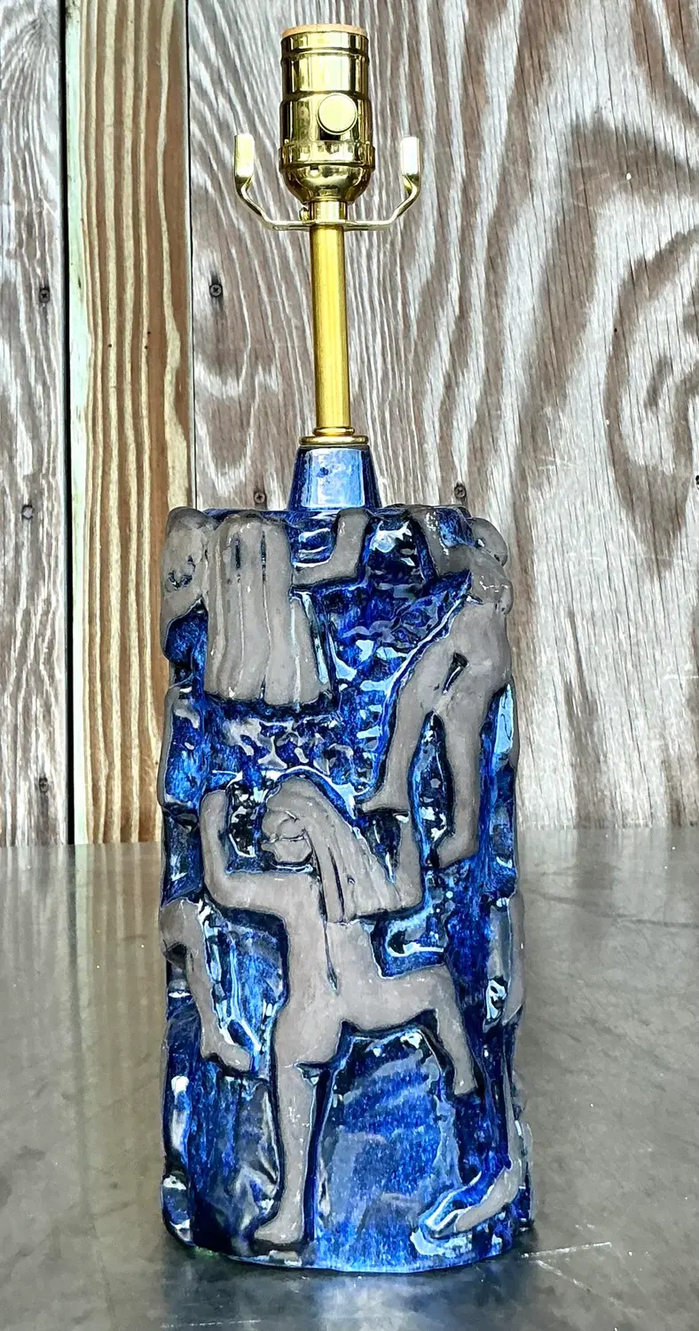 Vintage Boho Swedish Jie Ceramics Figural Lamp - Detail view