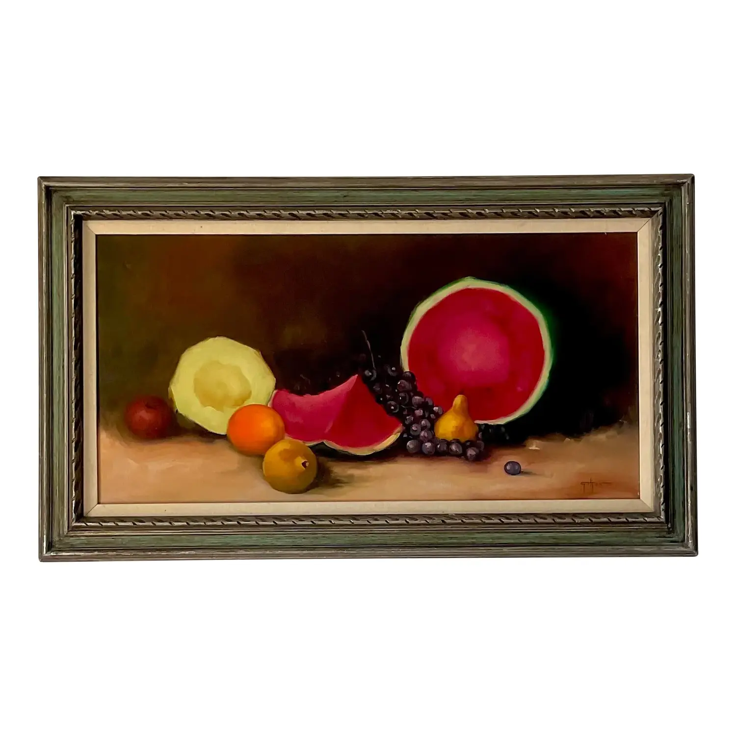 Vintage Boho Tabletop Still Life Signed Original Oil on Canvas