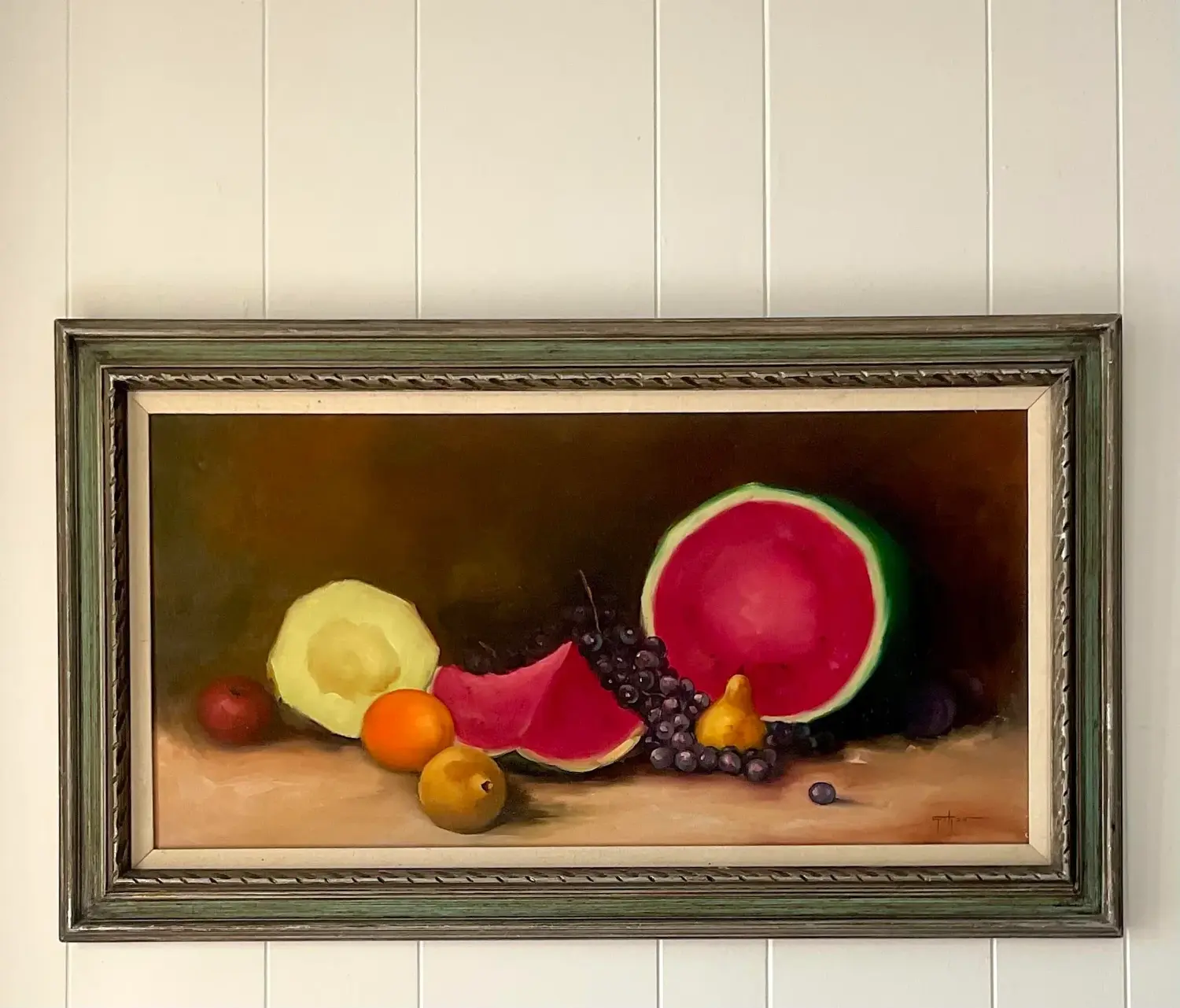 Vintage Boho Tabletop Still Life Signed Original Oil on Canvas - Top view