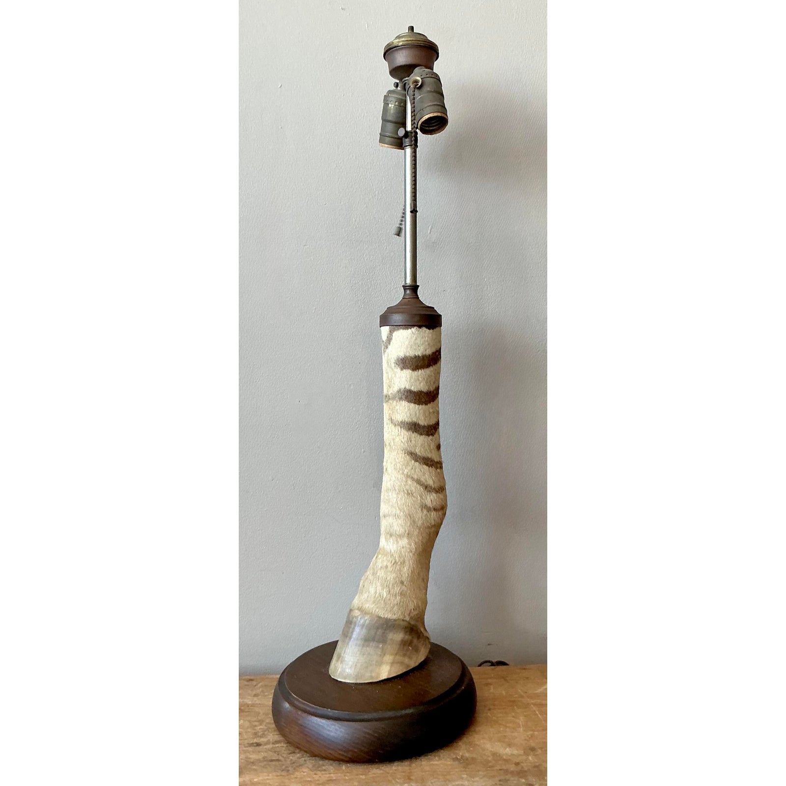Vintage Boho Taxidermy Zebra Lamp - Detail view