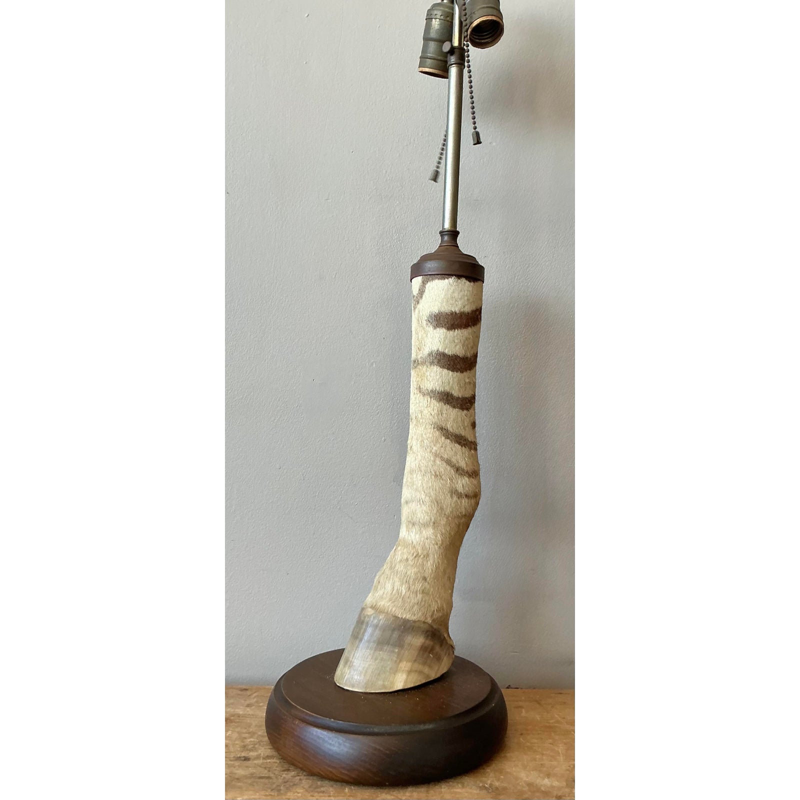 Vintage Boho Taxidermy Zebra Lamp - Top view