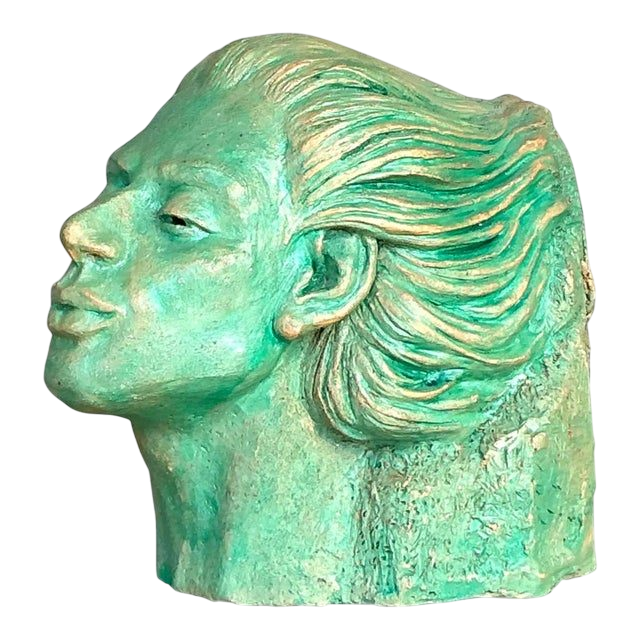 Vintage Boho Terracotta Sculpture of Woman