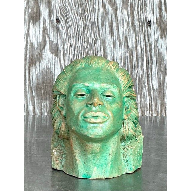 Vintage Boho Terracotta Sculpture of Woman - Detail view