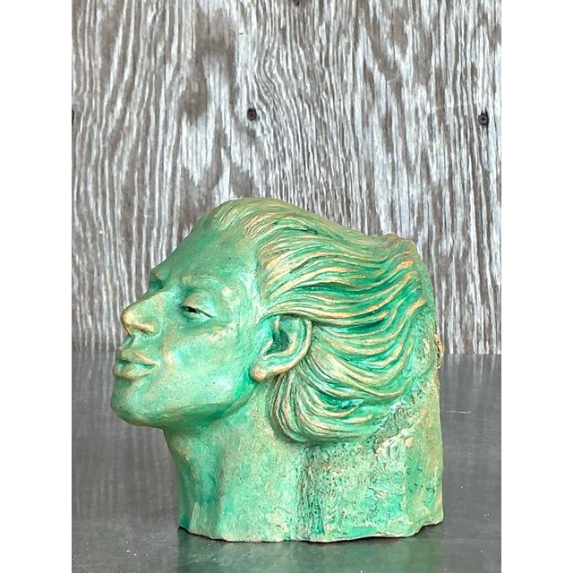 Vintage Boho Terracotta Sculpture of Woman - Back view