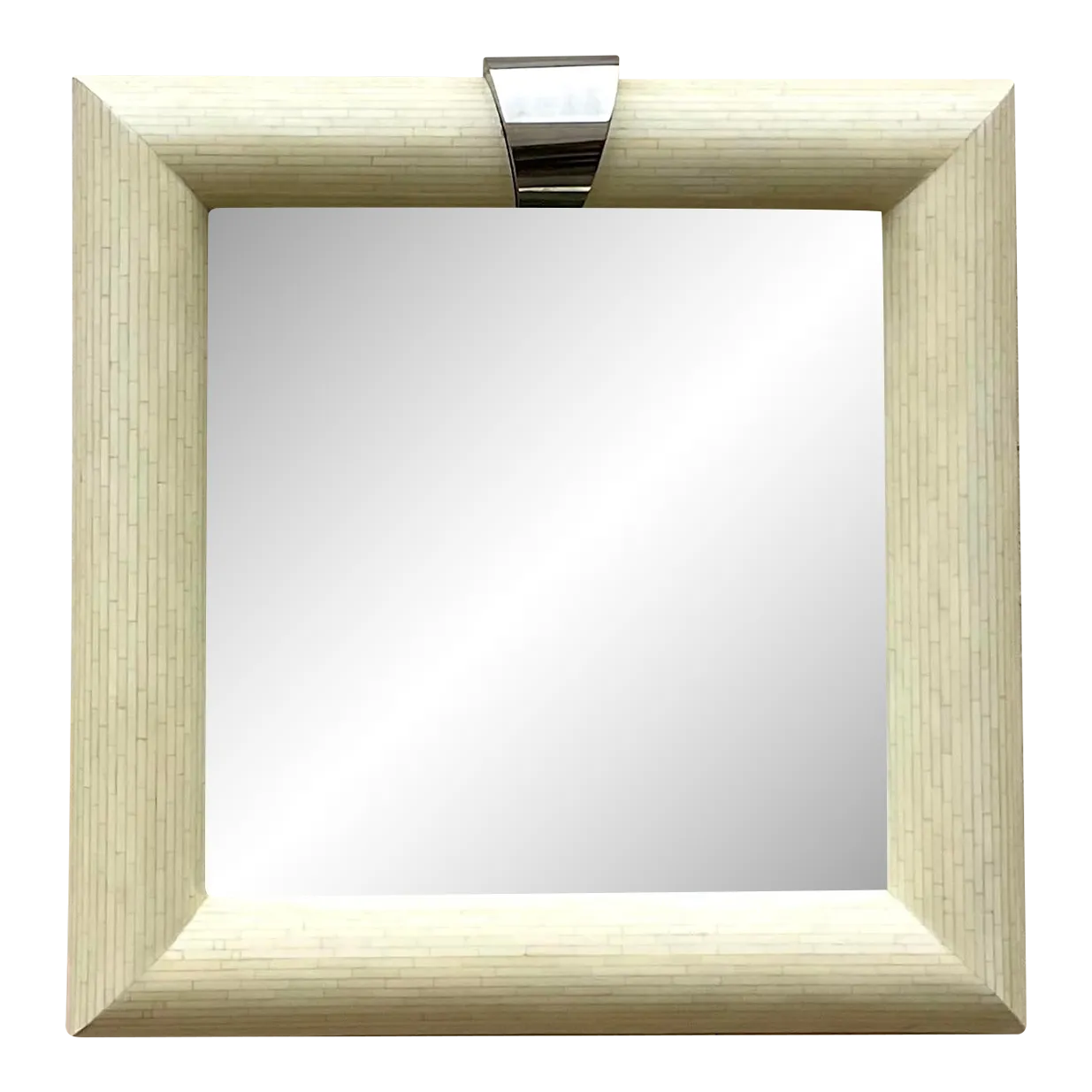 Vintage Boho Tessellated Bone and Chrome Mirror