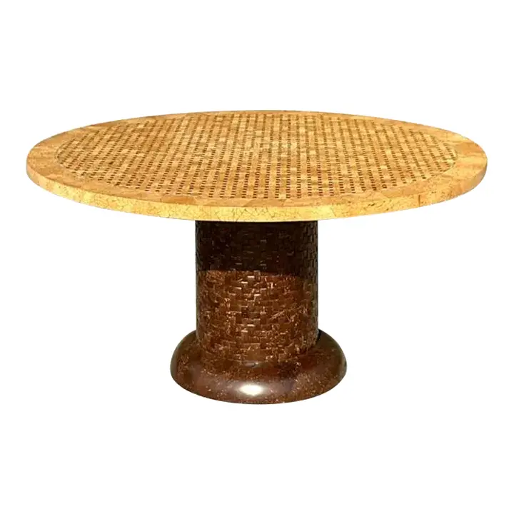Vintage Boho Tessellated Coconut Shell Dining Table