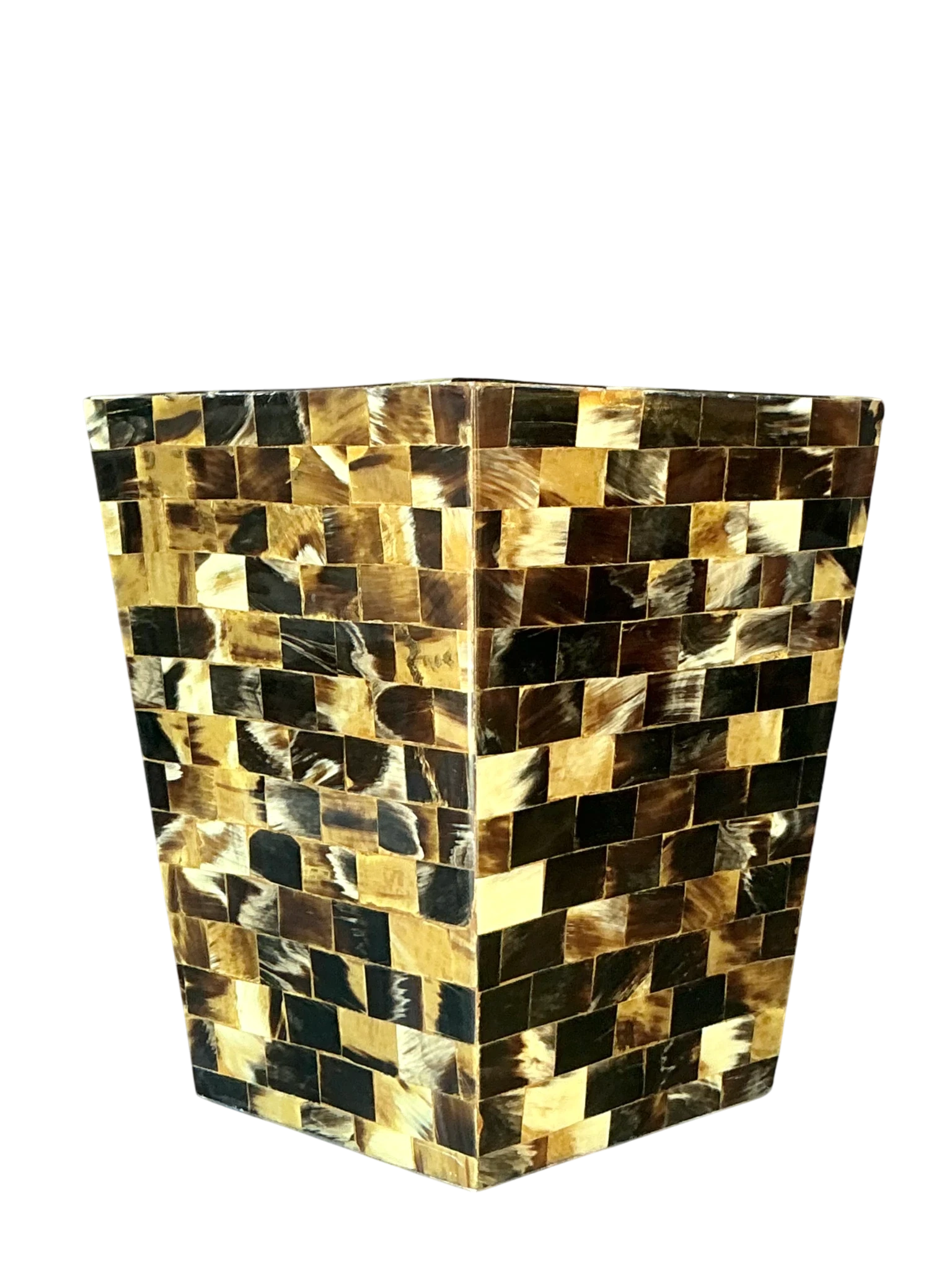 Vintage Boho Tessellated Horn Wastepaper Basket - Detail view