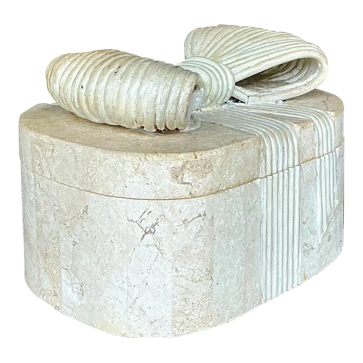 Vintage Boho Tessellated Stone and Reed Box