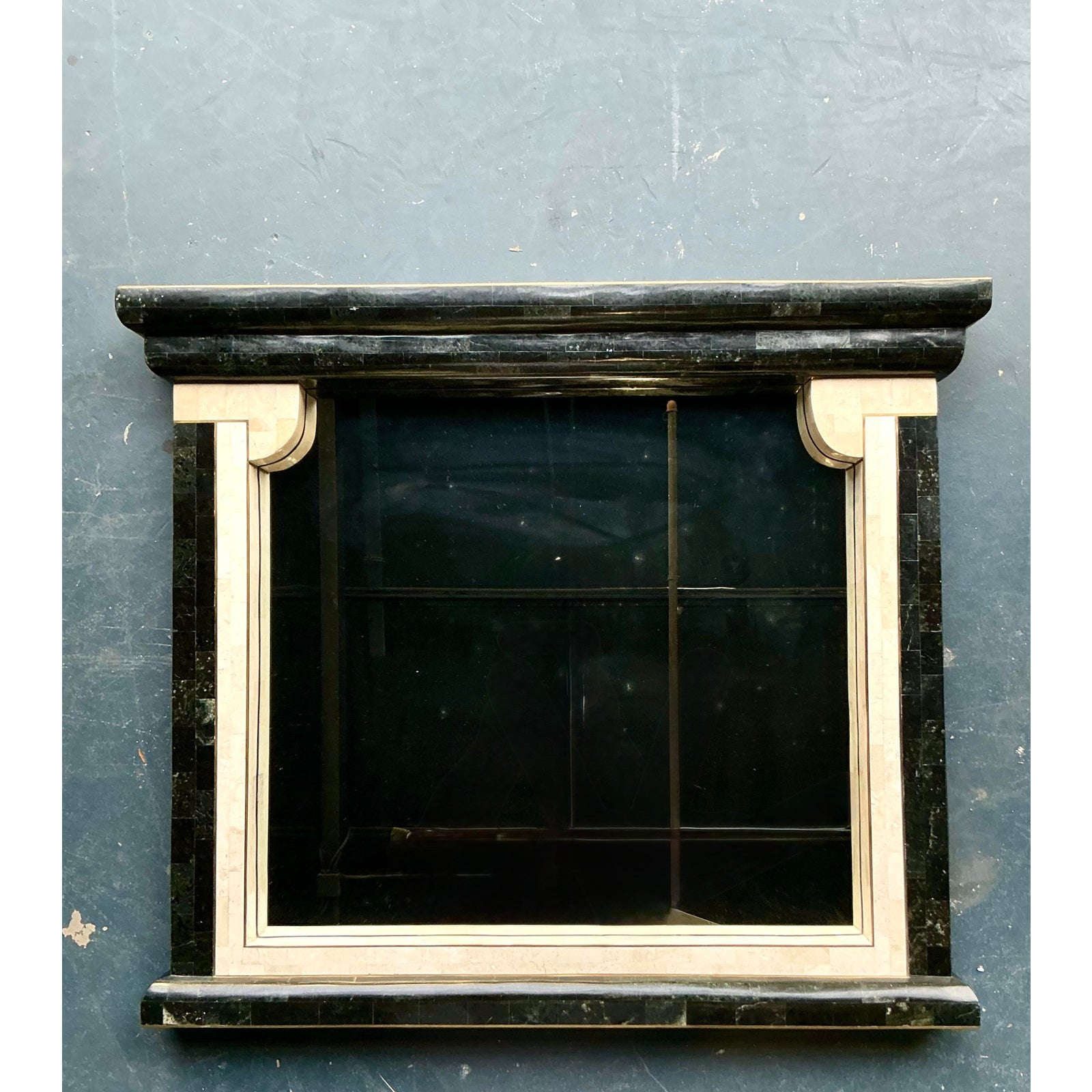 Vintage Boho Tessellated Stone Column Mirror - Detail view