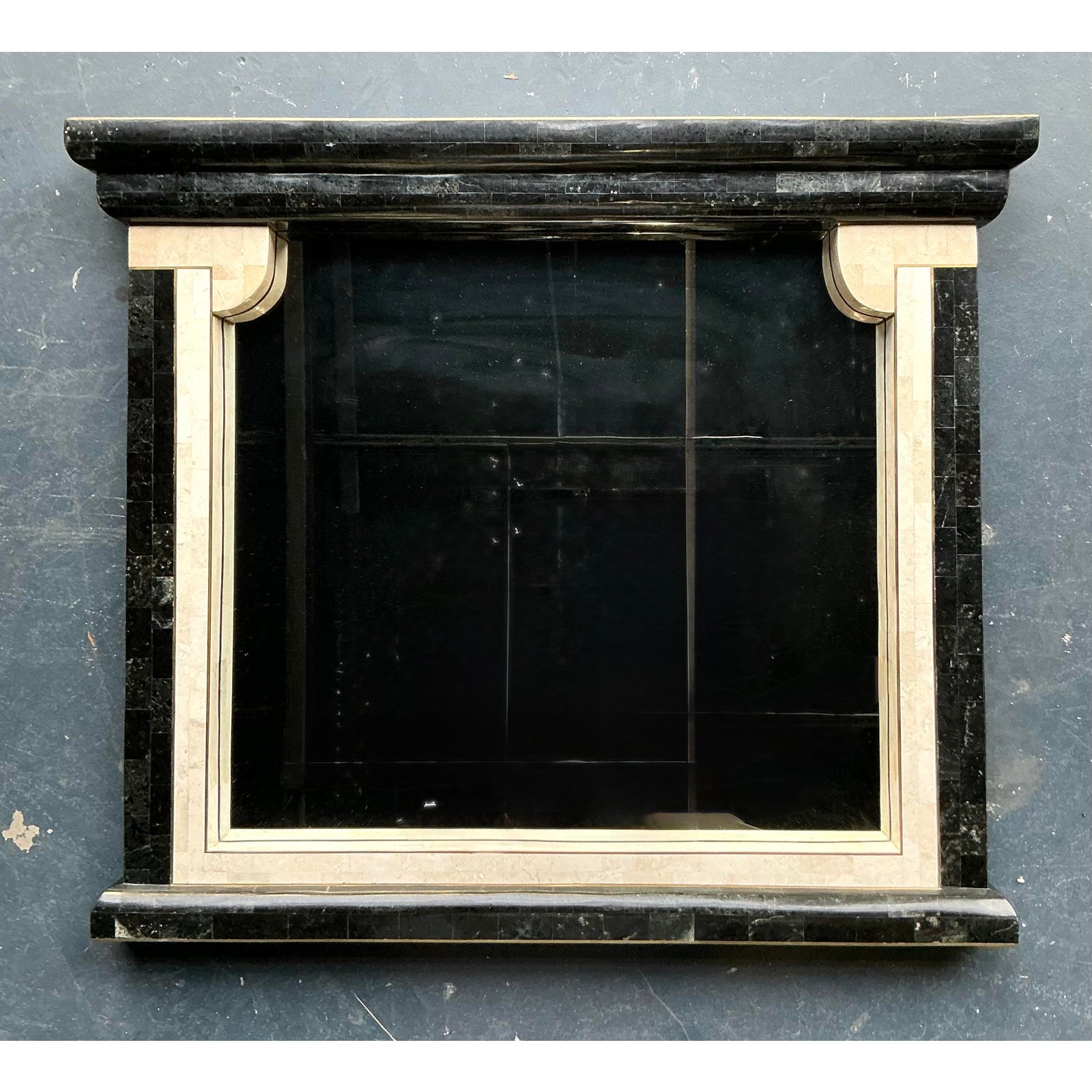 Vintage Boho Tessellated Stone Column Mirror - Back view