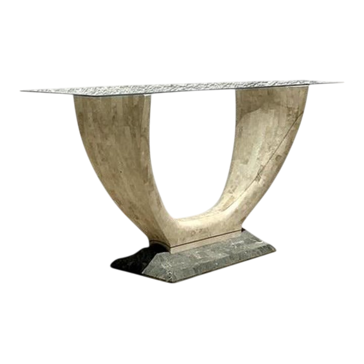 Vintage Boho Tessellated Stone Console Table - Detail view
