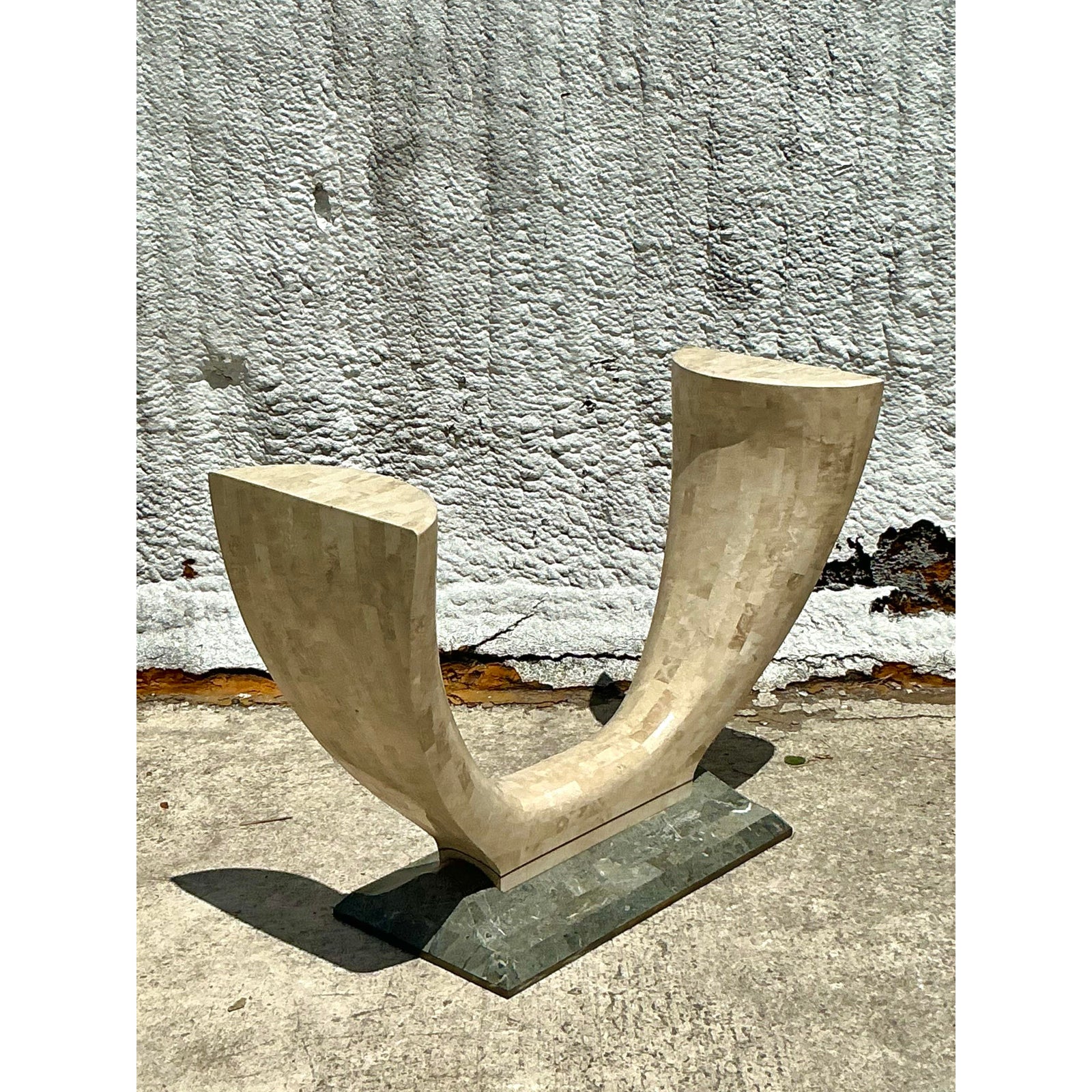 Vintage Boho Tessellated Stone Console Table - Side view