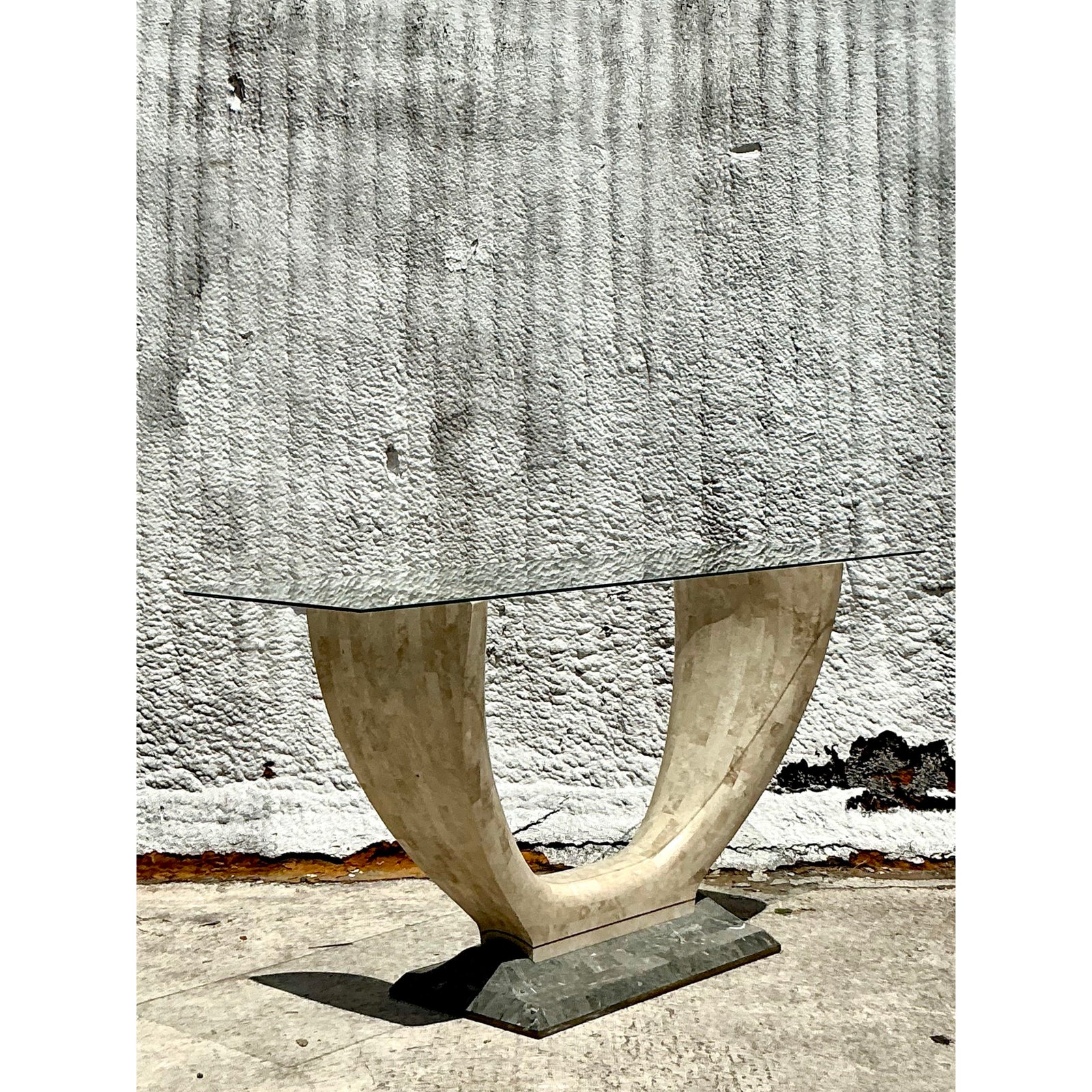Vintage Boho Tessellated Stone Console Table - Top view