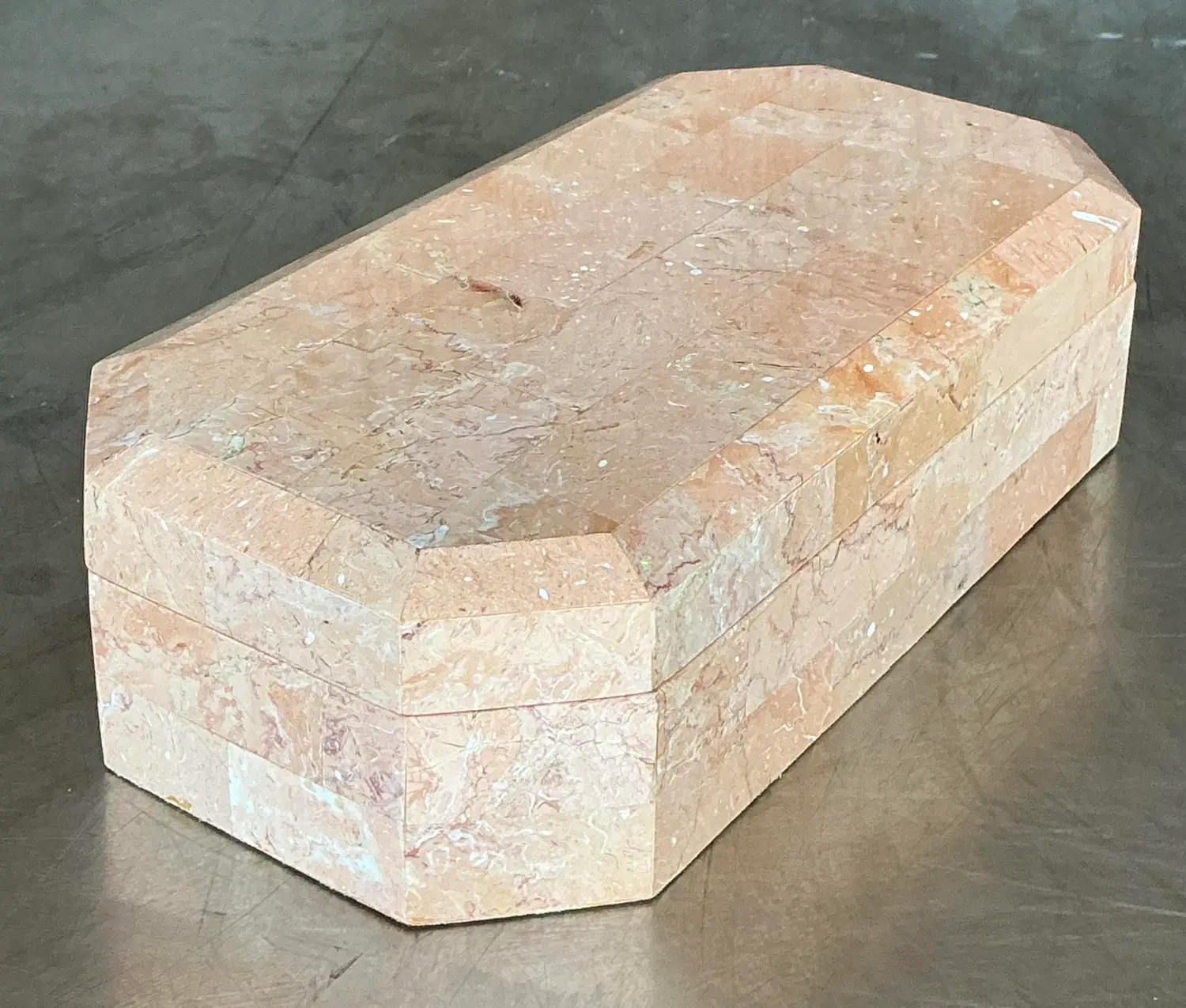 Vintage Boho Tessellated Stone Octagon Box - Side view