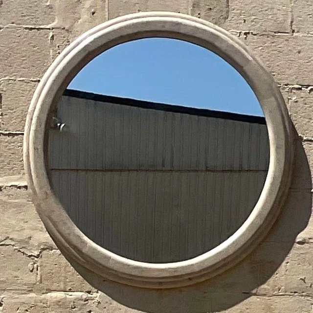 Vintage Boho Tessellated Stone Round Mirror - Detail view