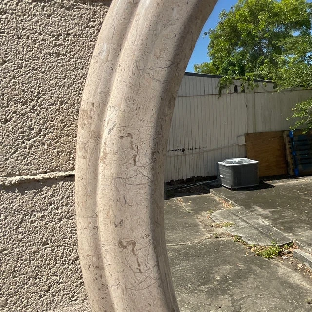 Vintage Boho Tessellated Stone Round Mirror - Back view