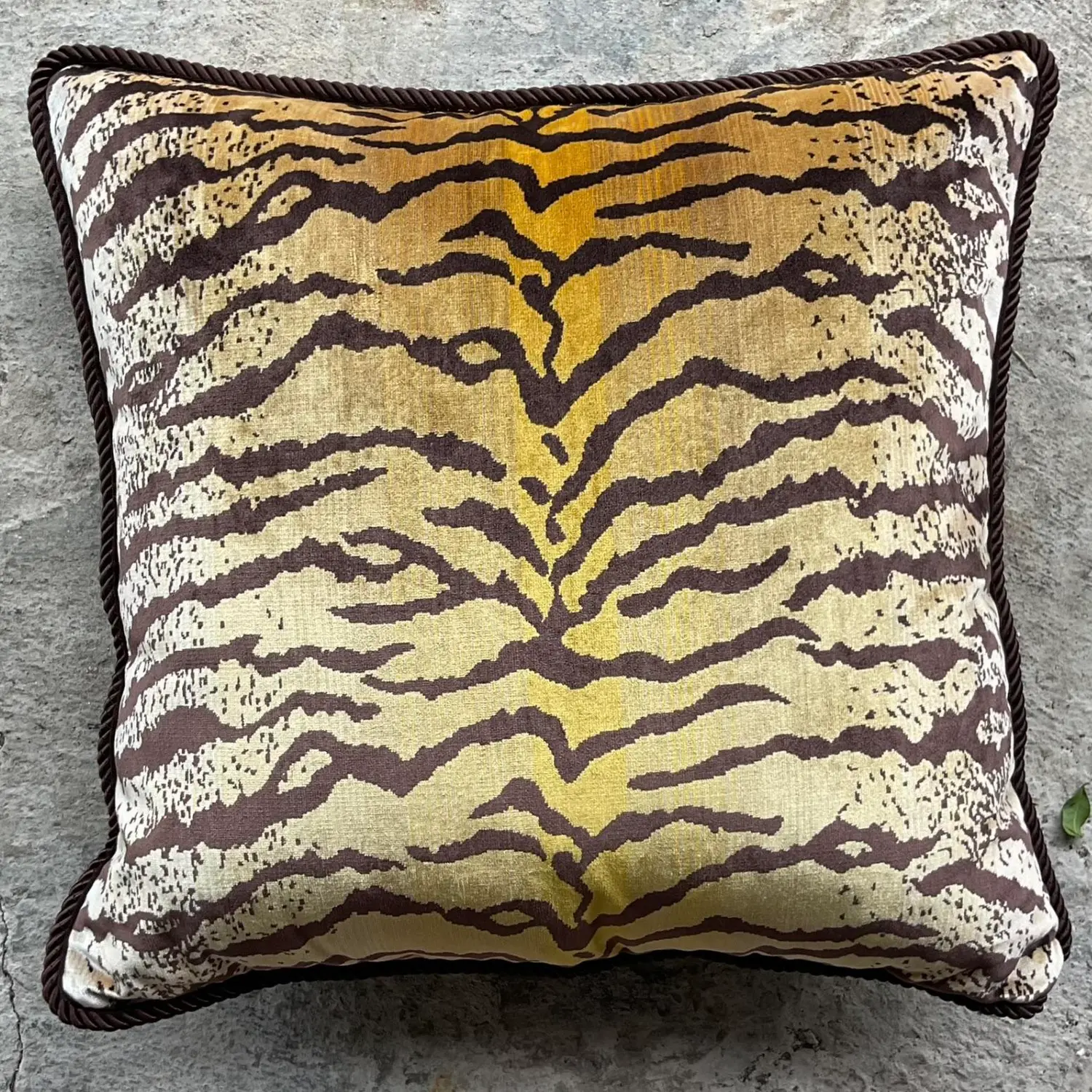 Vintage Boho Tiger Throw Pillow After Scalamandre - Detail view