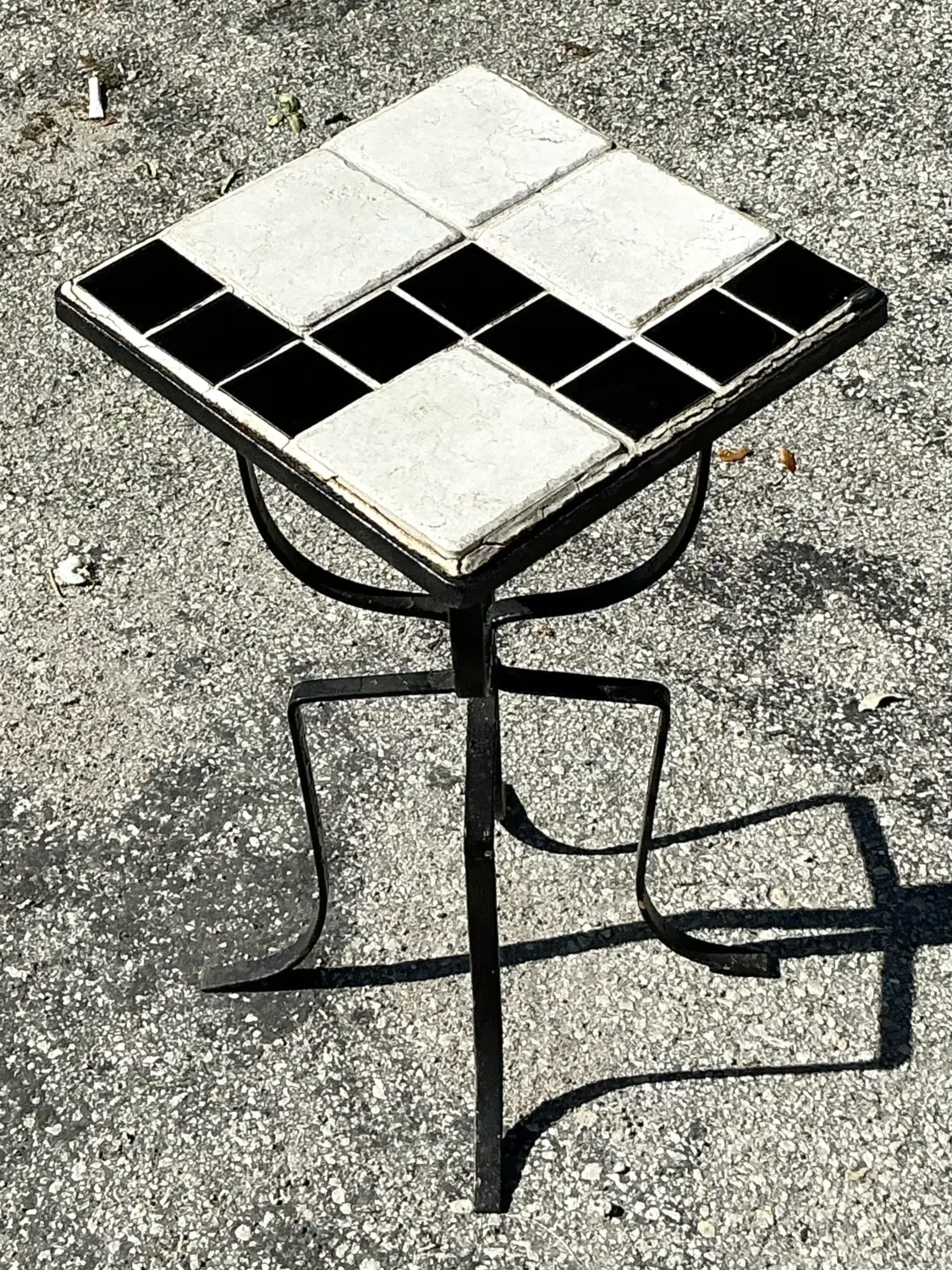 Vintage Boho Tile Top Drinks Table - Side view