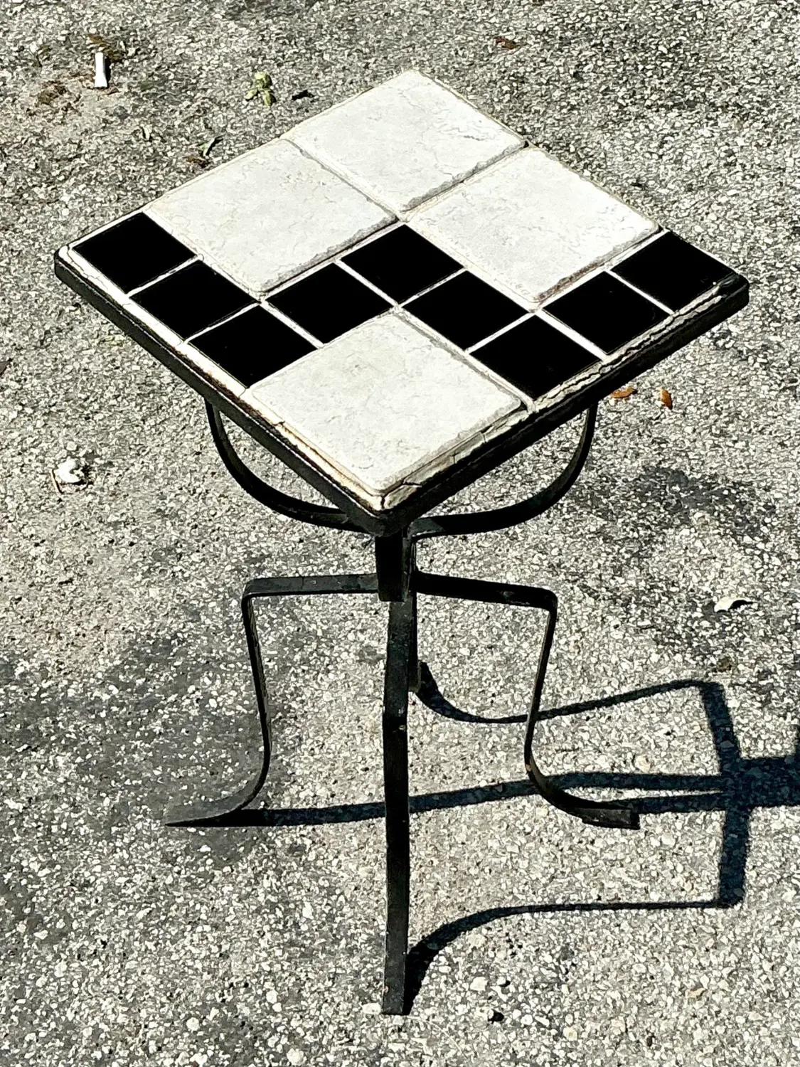 Vintage Boho Tile Top Drinks Table - Back view