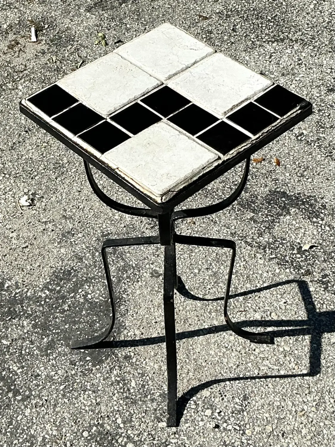 Vintage Boho Tile Top Drinks Table - Top view