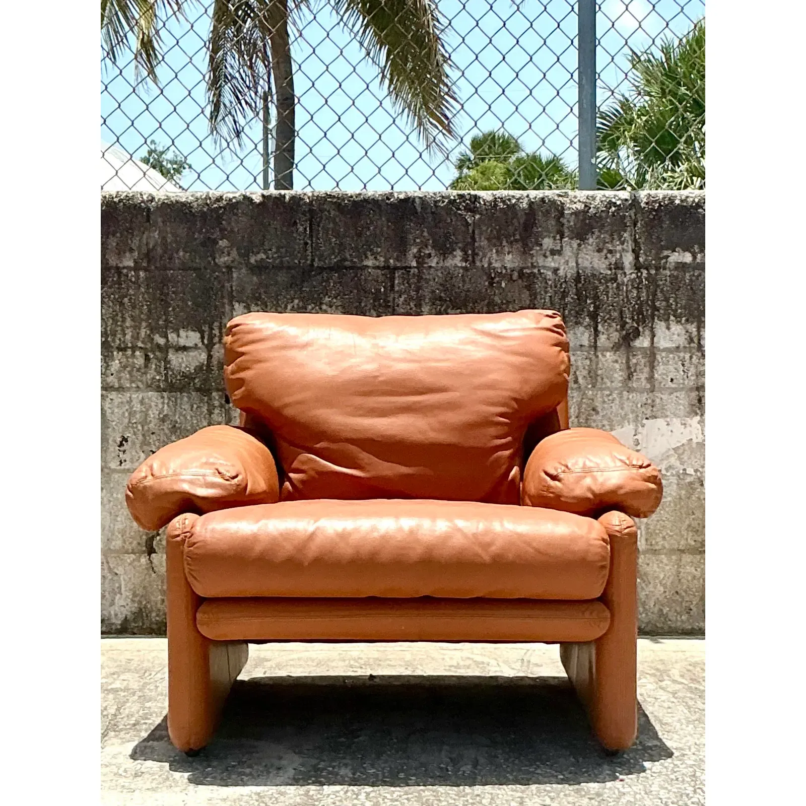 Vintage Boho Tobia Scarpa for B&B Italia Leather Lounge Chair - Top view