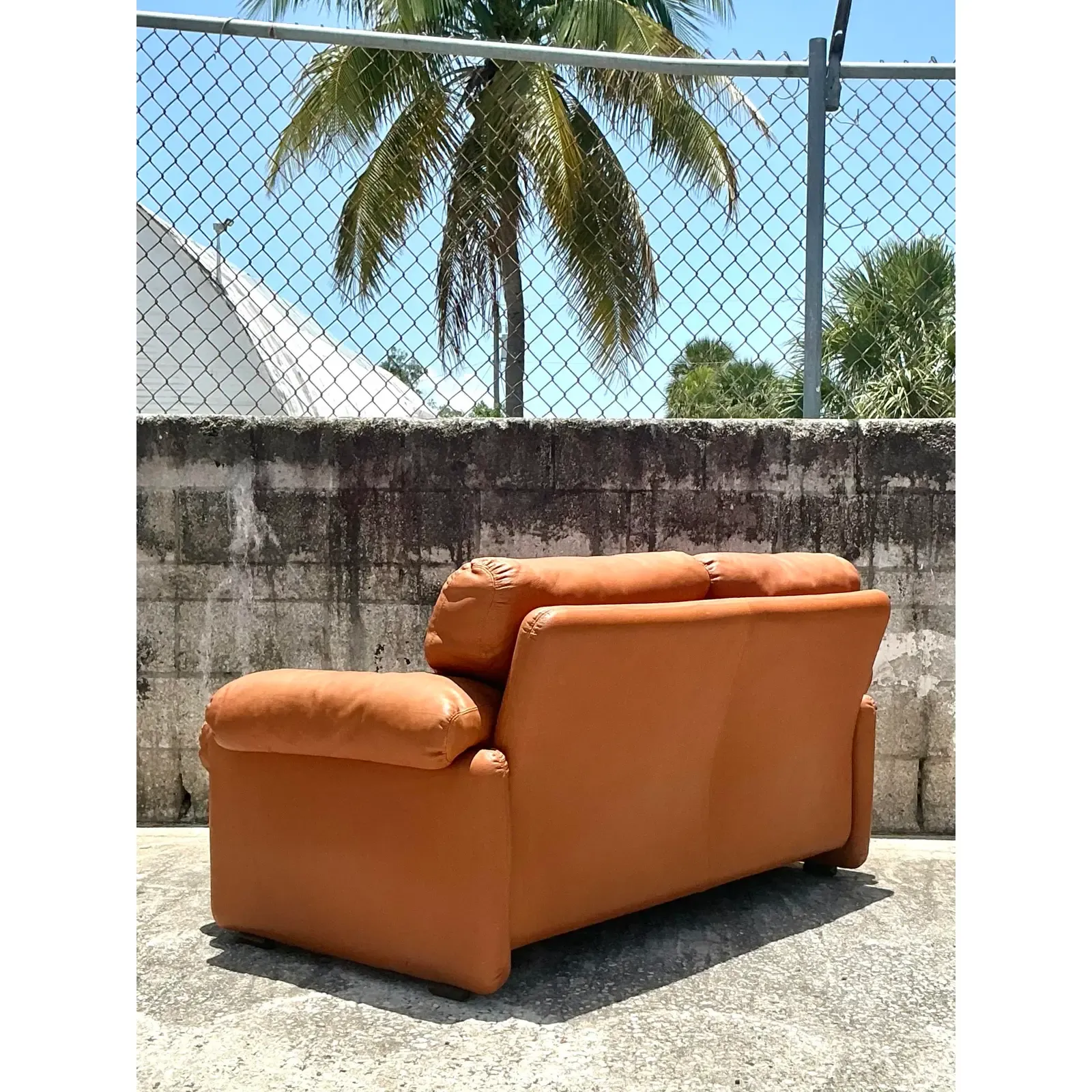 Vintage Boho Tobia Scarpa for B&b Italian Leather “Coronado” Loveseat - Side view