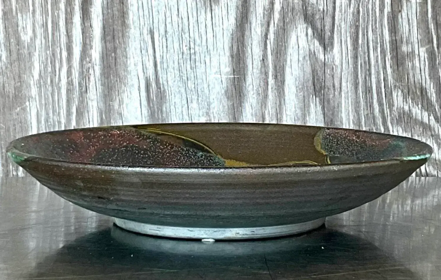 Vintage Boho Tony Evans Raku Ceramic Bowl - Top view