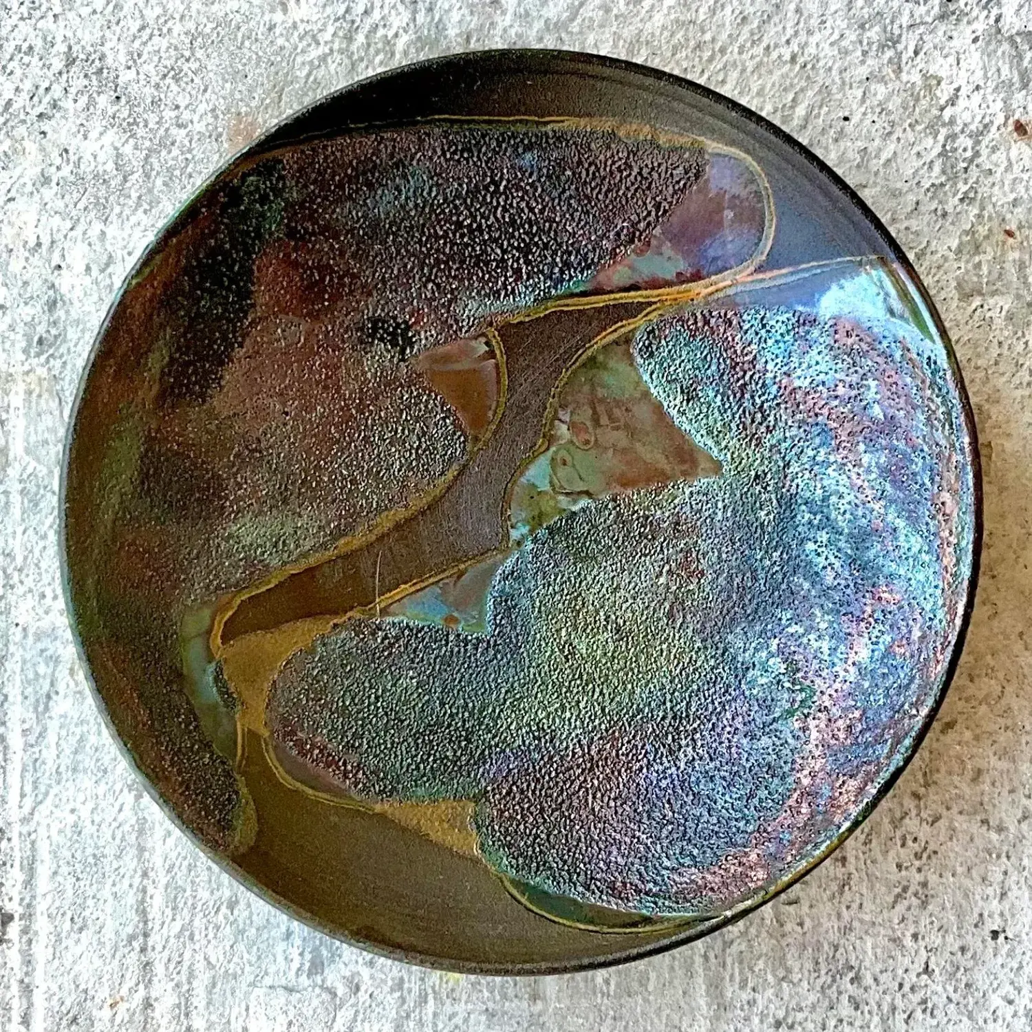 Vintage Boho Tony Evans Raku Ceramic Bowl - Detail view