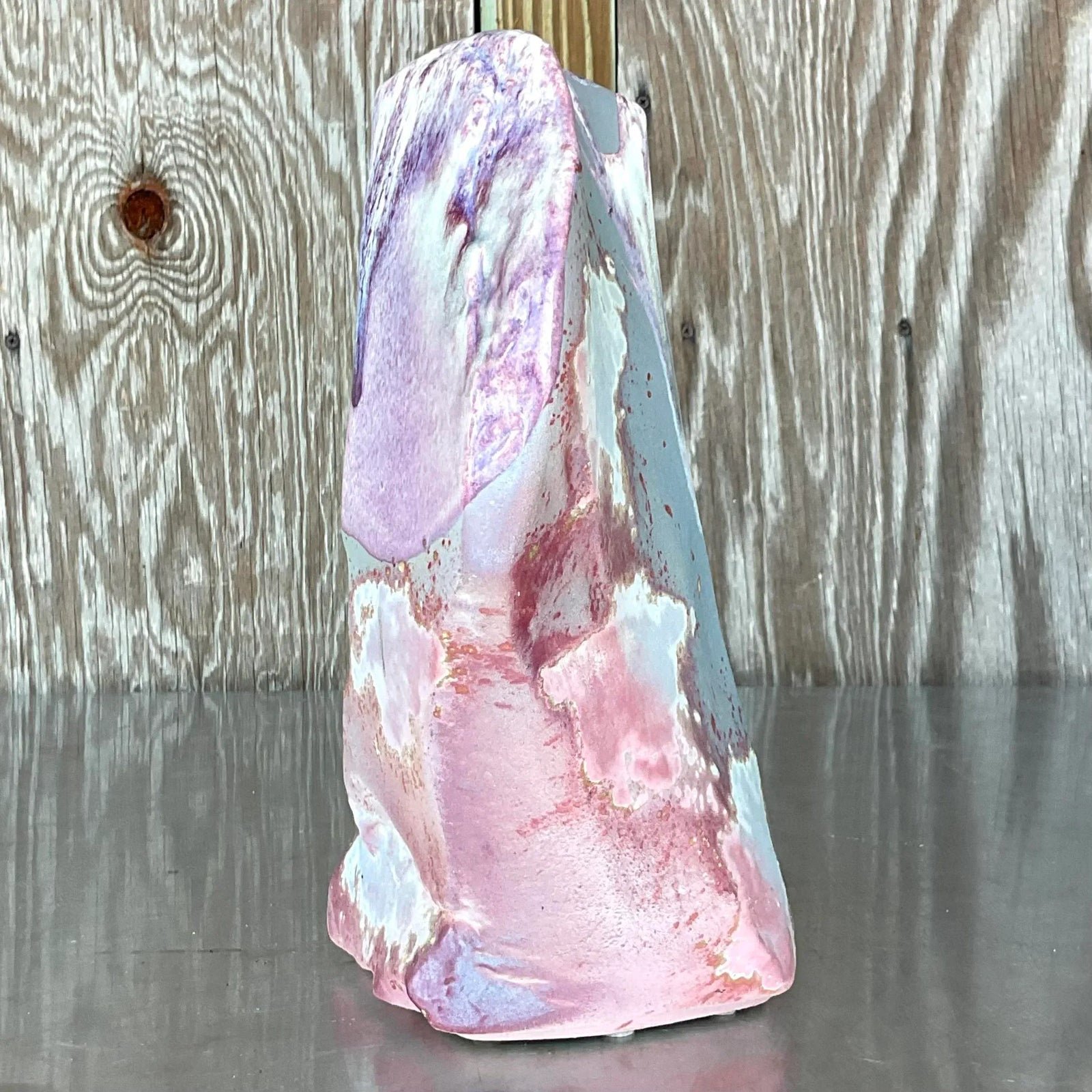 Vintage Boho Tony Evans Raku Fired Vase - Side view