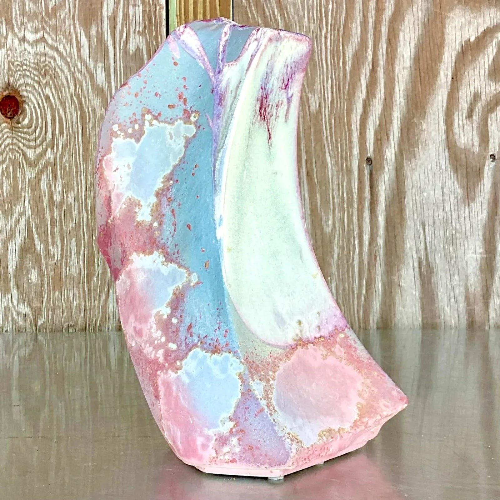 Vintage Boho Tony Evans Raku Fired Vase - Detail view