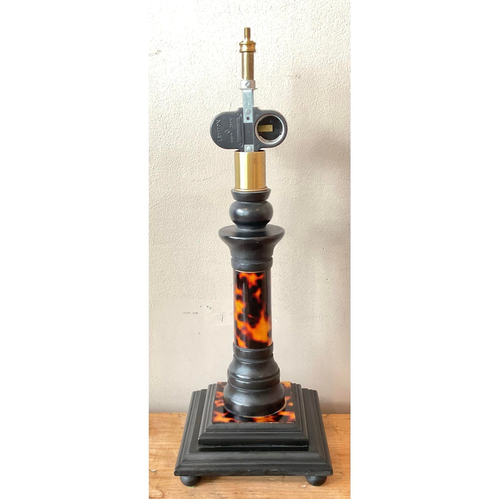 Vintage Boho Tortoise Shell Lamp - Top view