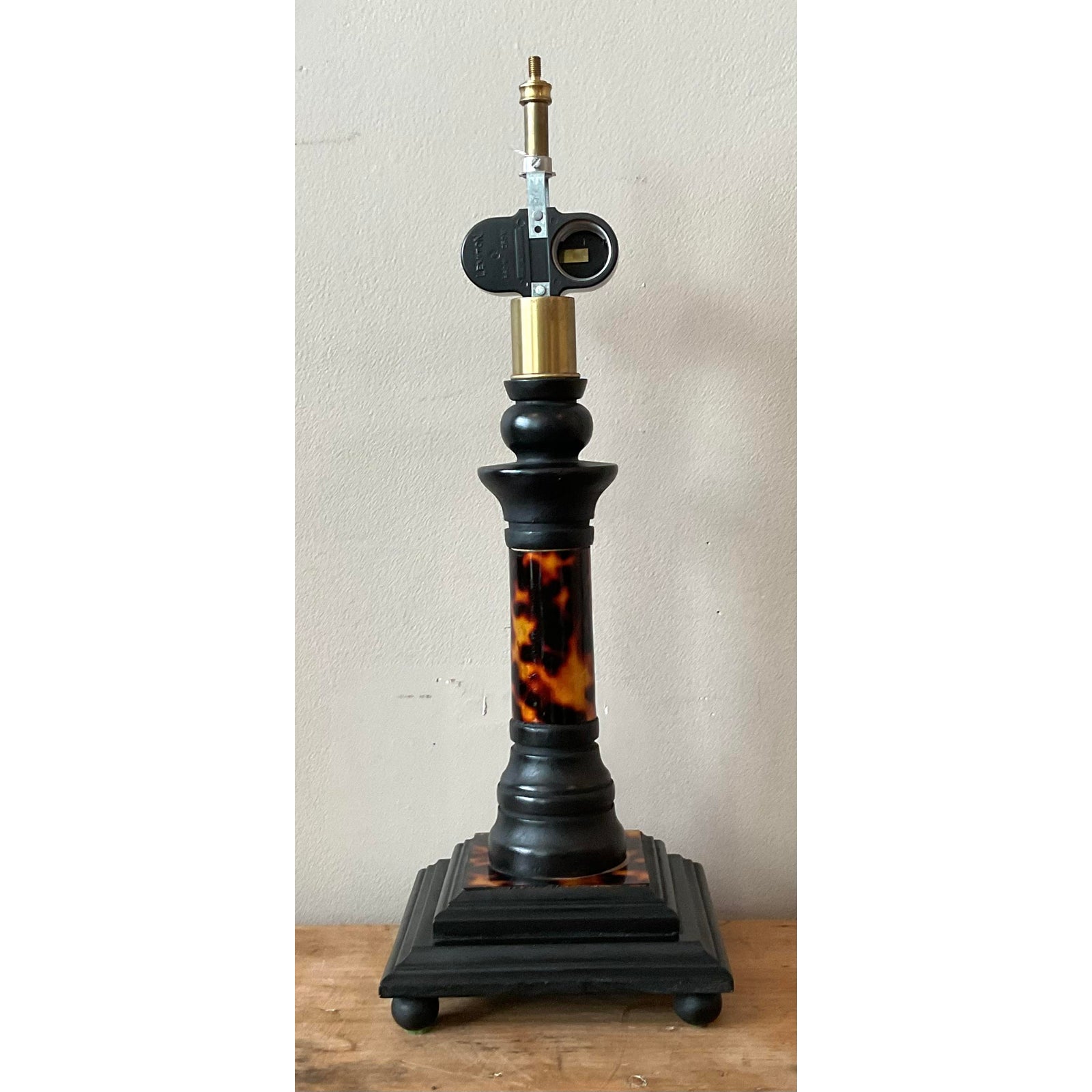 Vintage Boho Tortoise Shell Lamp - Side view