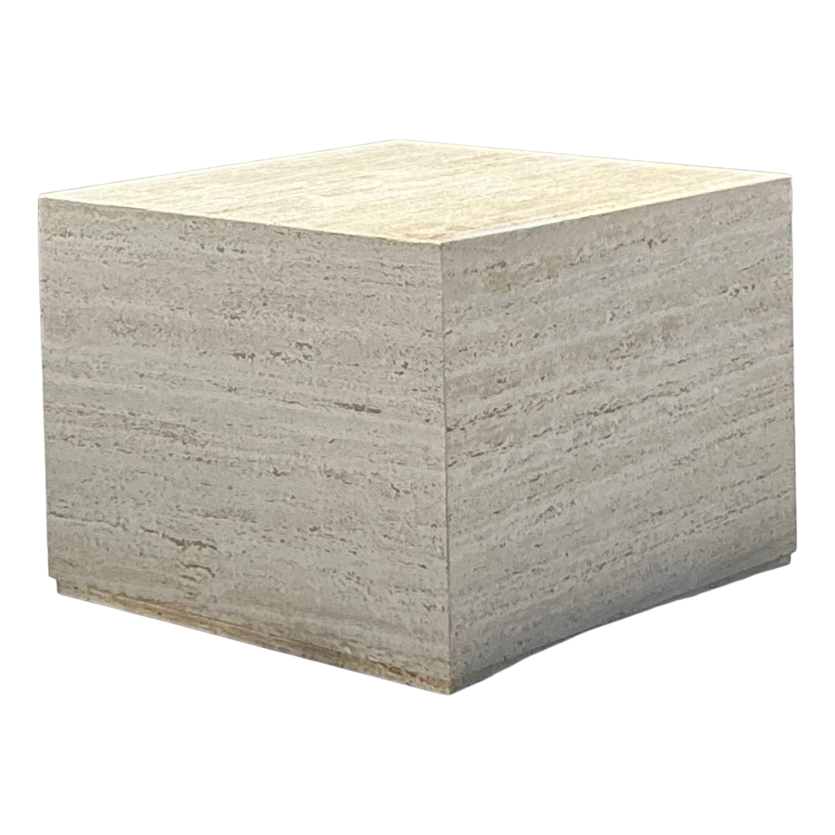 Vintage Boho Travertine Cube Side Table - Detail view
